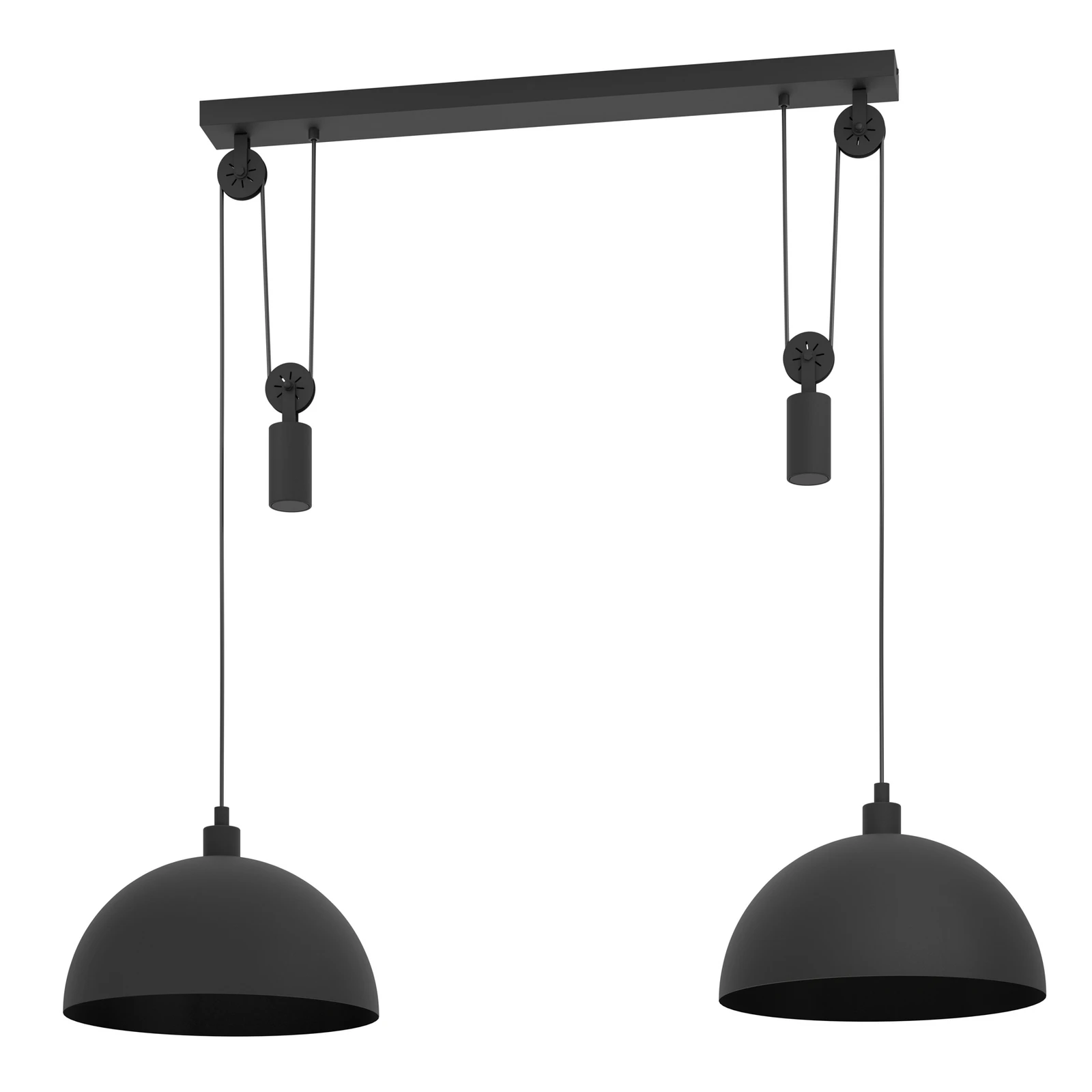 Suspension Winkworth, noir, longueur 118 cm, métal, à 2 lampes.