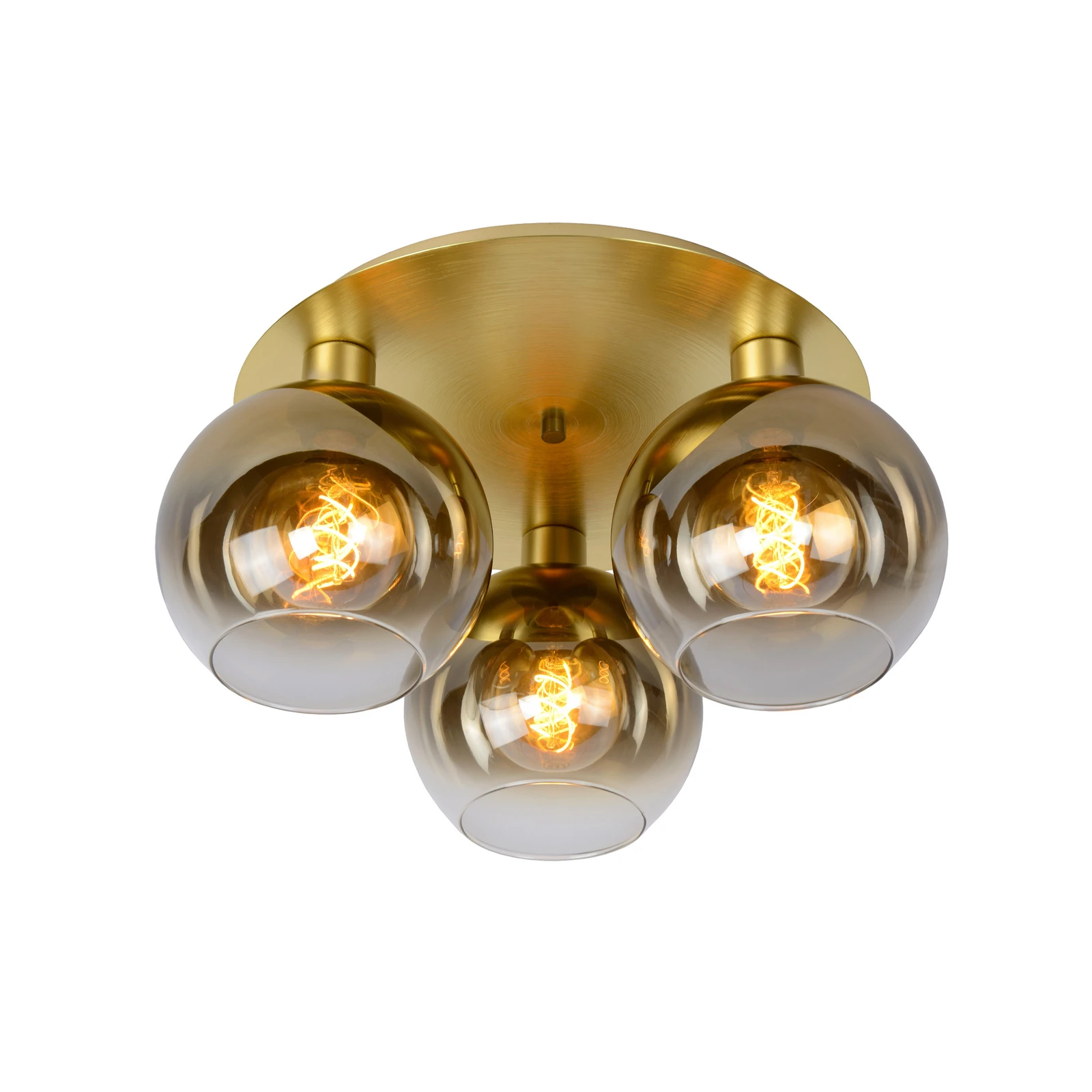 Marius ceiling light, gold, Ø 50 cm, glass, 3-bulb
