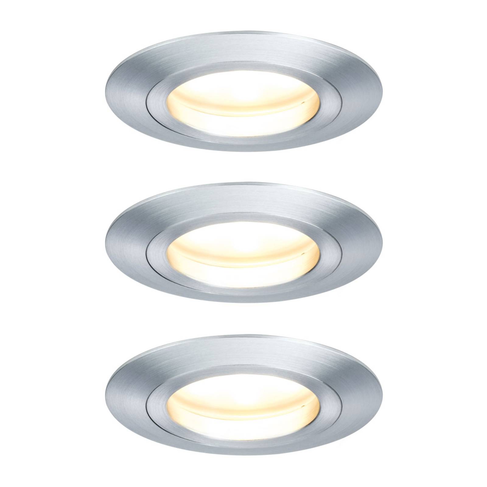 Paulmann Licht Paulmann No. 93968 LED Einbauleuchte Coin dimmbar 7W, Alu gedreht, 3er Set IP44