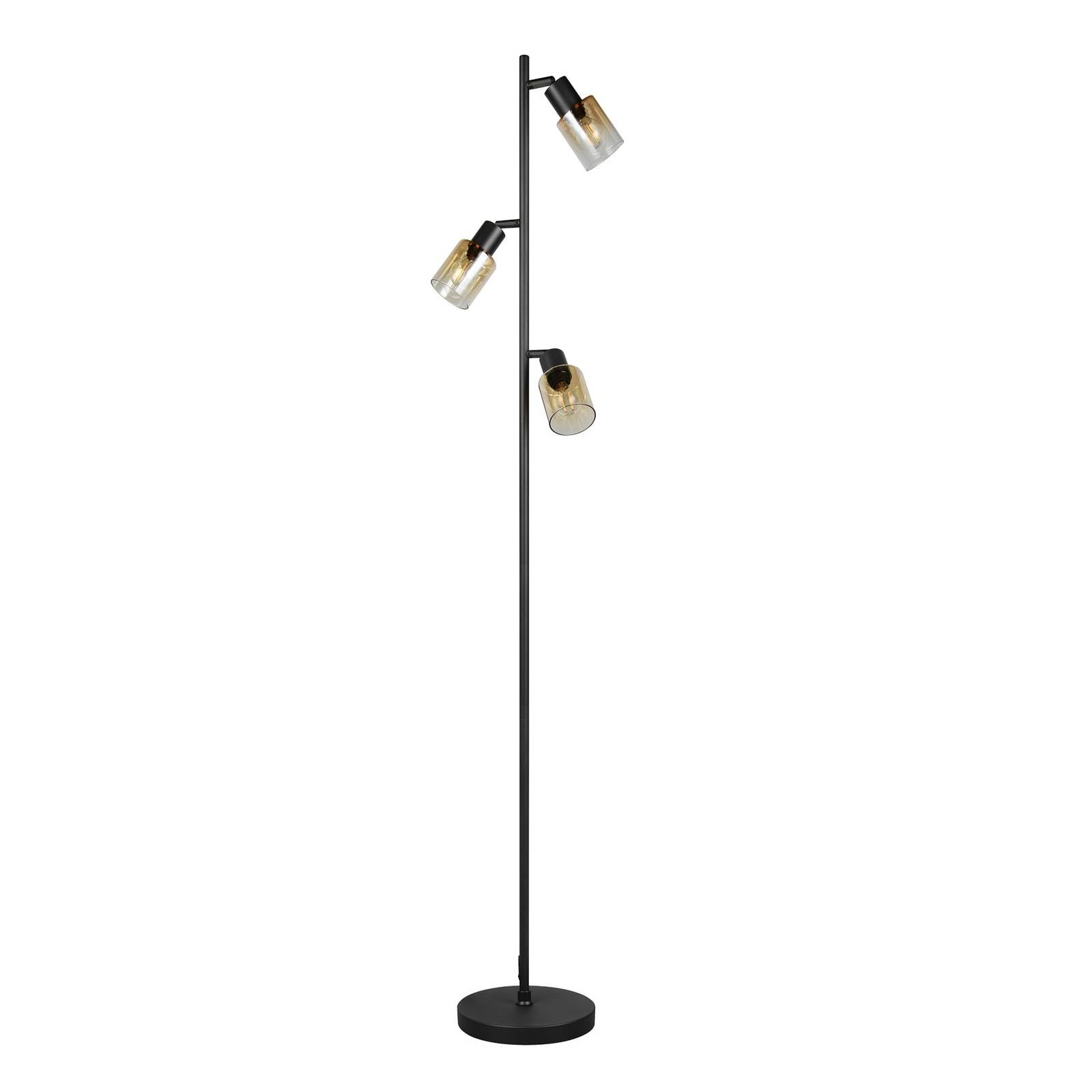 Stehleuchte Cadiz, schwarz/amber, 3-flammig, Höhe 154 cm
