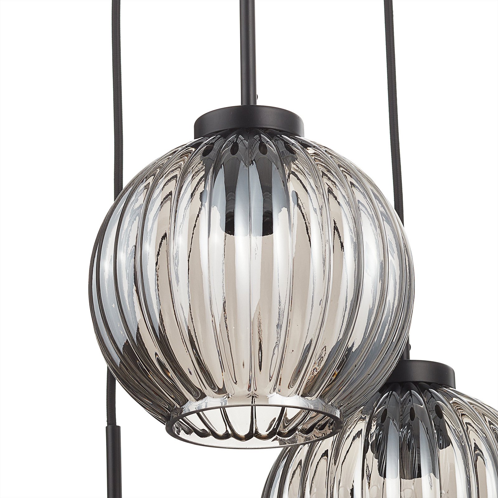 Freelight Zucca hanging light, three-bulb, smoke, for Living / Dining Room, metal, glass, E27, 40 W, energy efficiency: A++