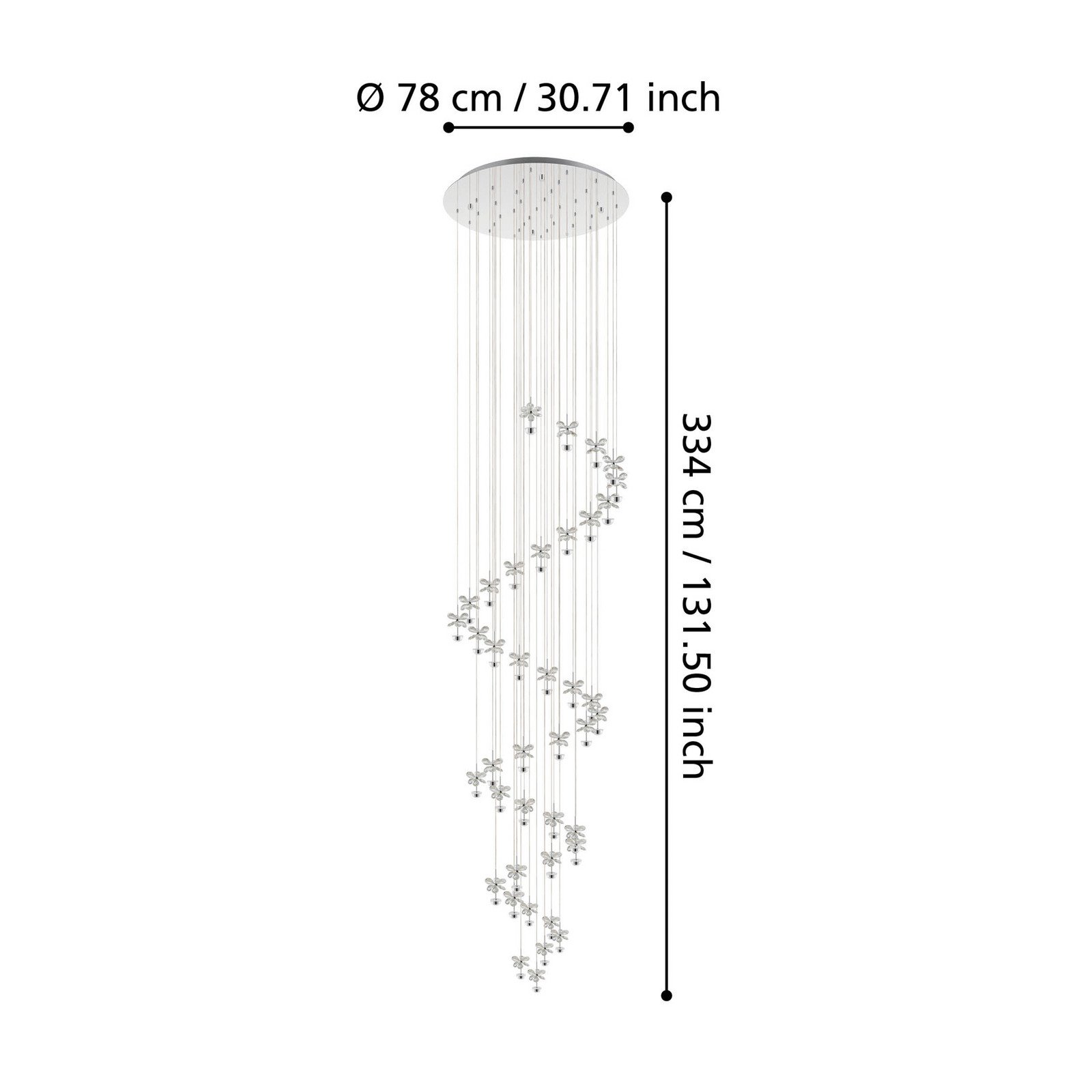 EGLO Stars Of Light Lampă suspendată LED Pianopoli crom Ø 78 cm - Camera de zi / sufragerie - Design - crom transparent - Metal