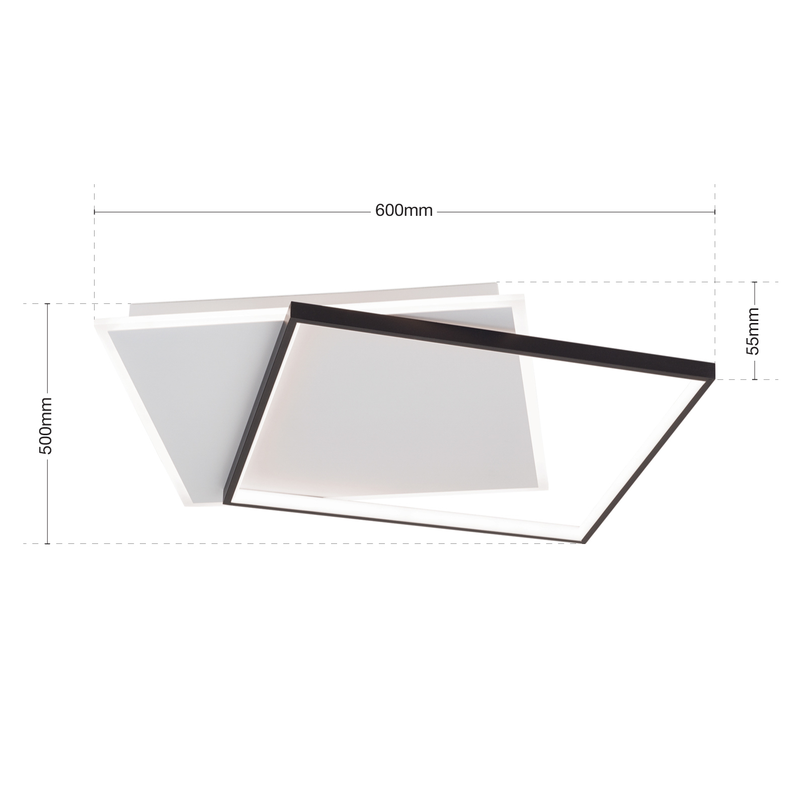 Candeeiro de teto LED Emanuel, branco/preto