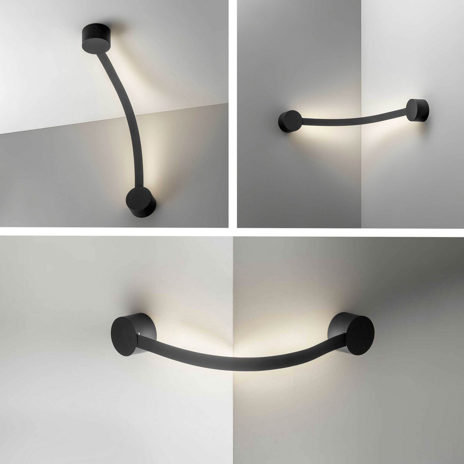 OLEV LED-Wandlampe Segmento, schwarz, Metall, 85 cm, 2.700 K