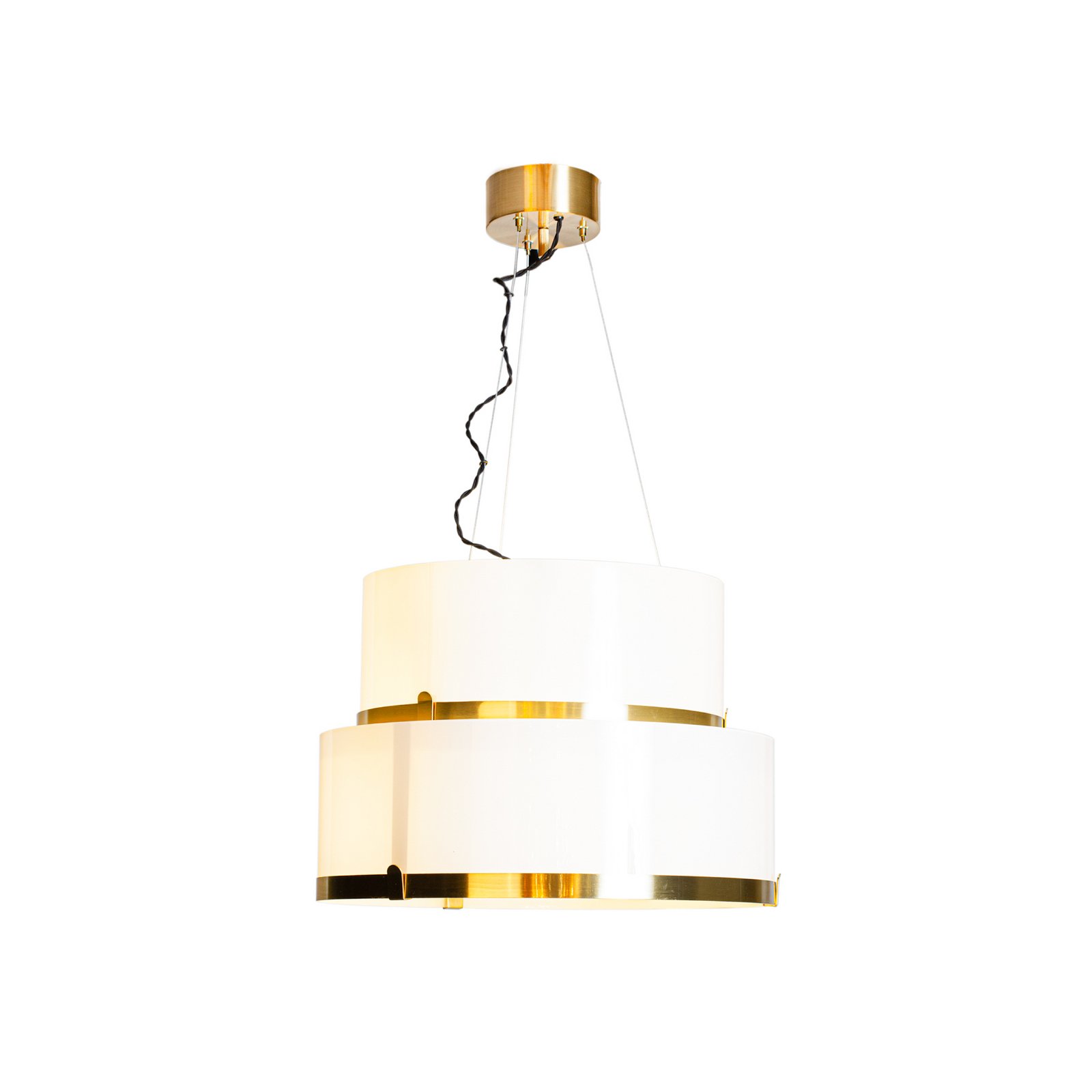 By Rydens pendellampe Marcel, messing/hvit, Ø 50 cm