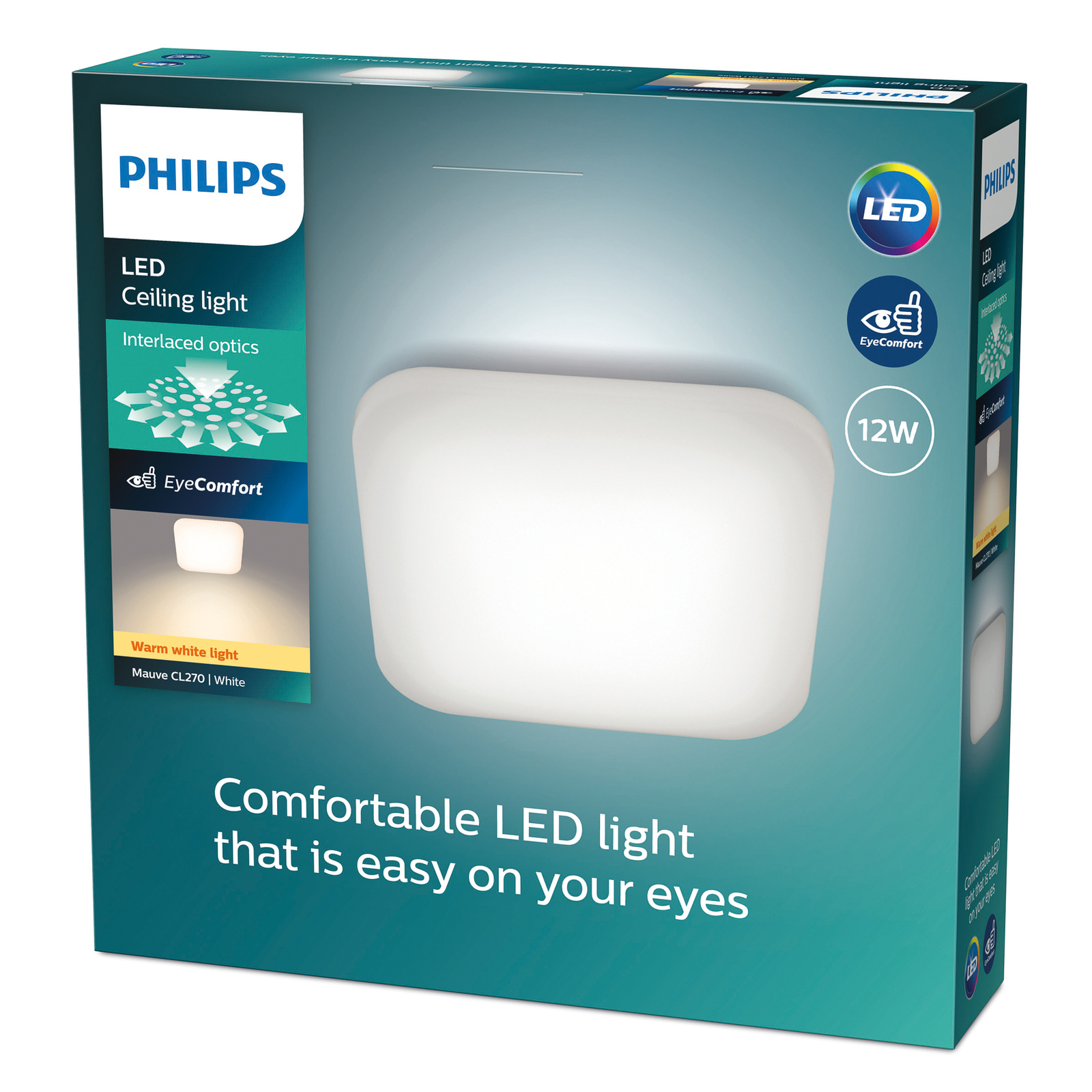Philips Mauve LED ceiling light 2,700K 26 x 26 cm