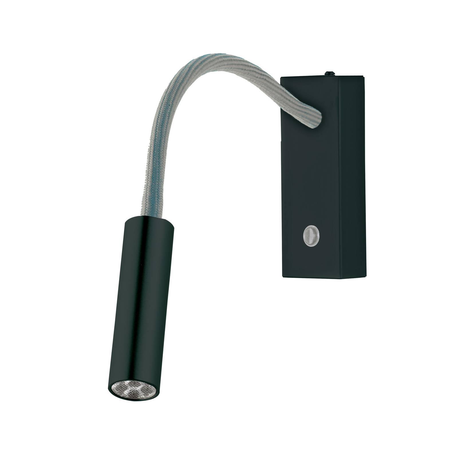 LED-Wandlampe Rocco, schwarz-matt, Flexarm grau