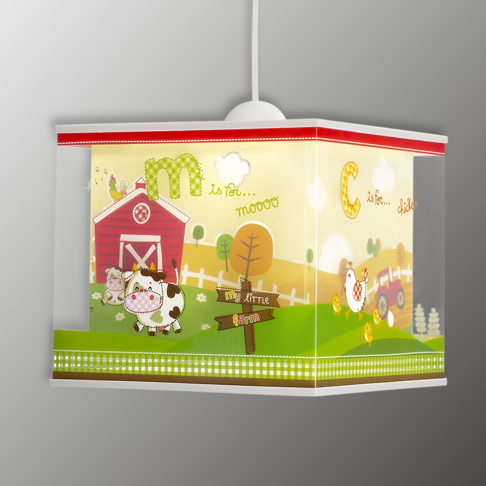 Dalber Med bondegårdsmotiver-pendellampen My Little Farm - indendørsbelysning Børneværelse - børnelampe