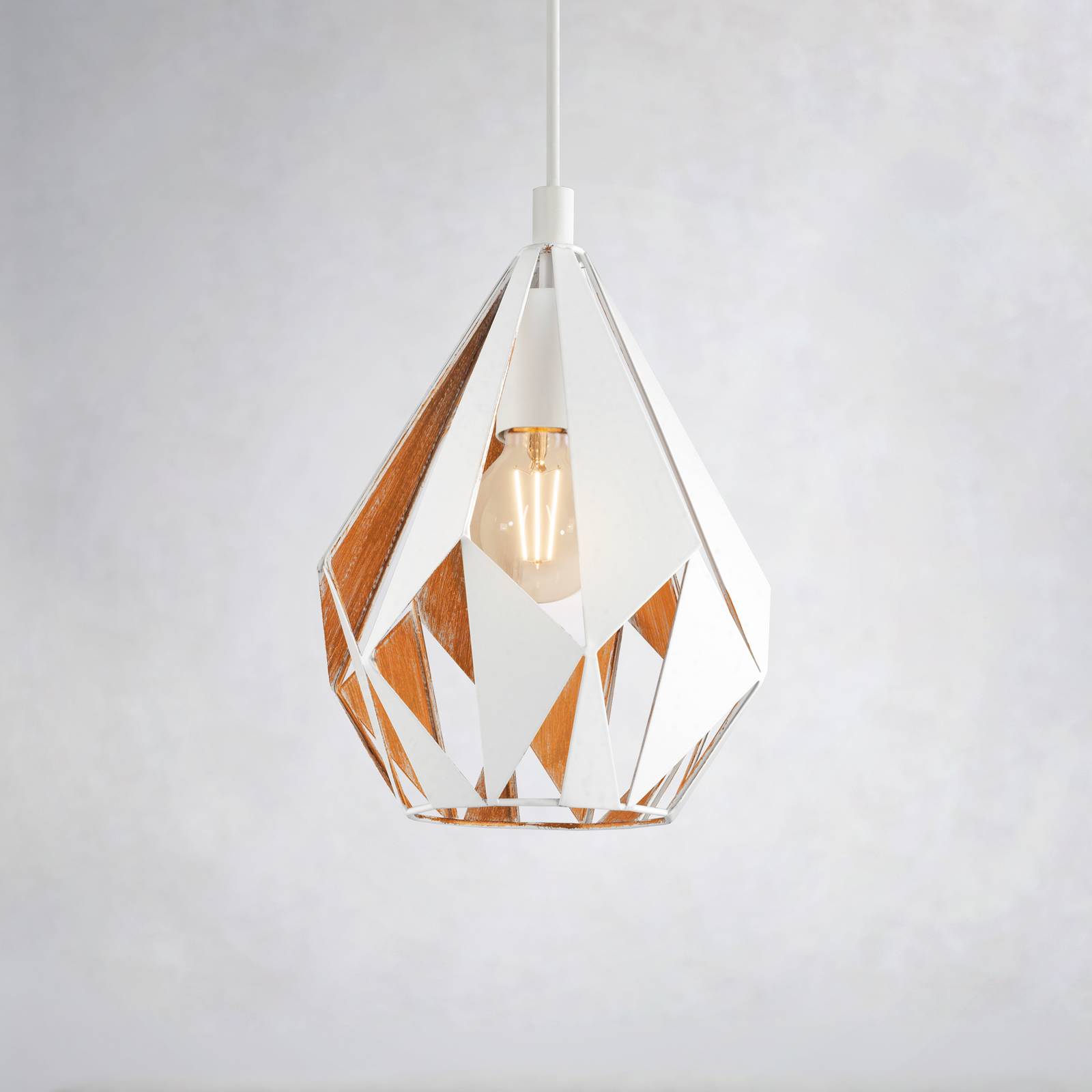 Hängeleuchte Carlton 1, weiß-gold, Ø 20,5cm günstig online kaufen