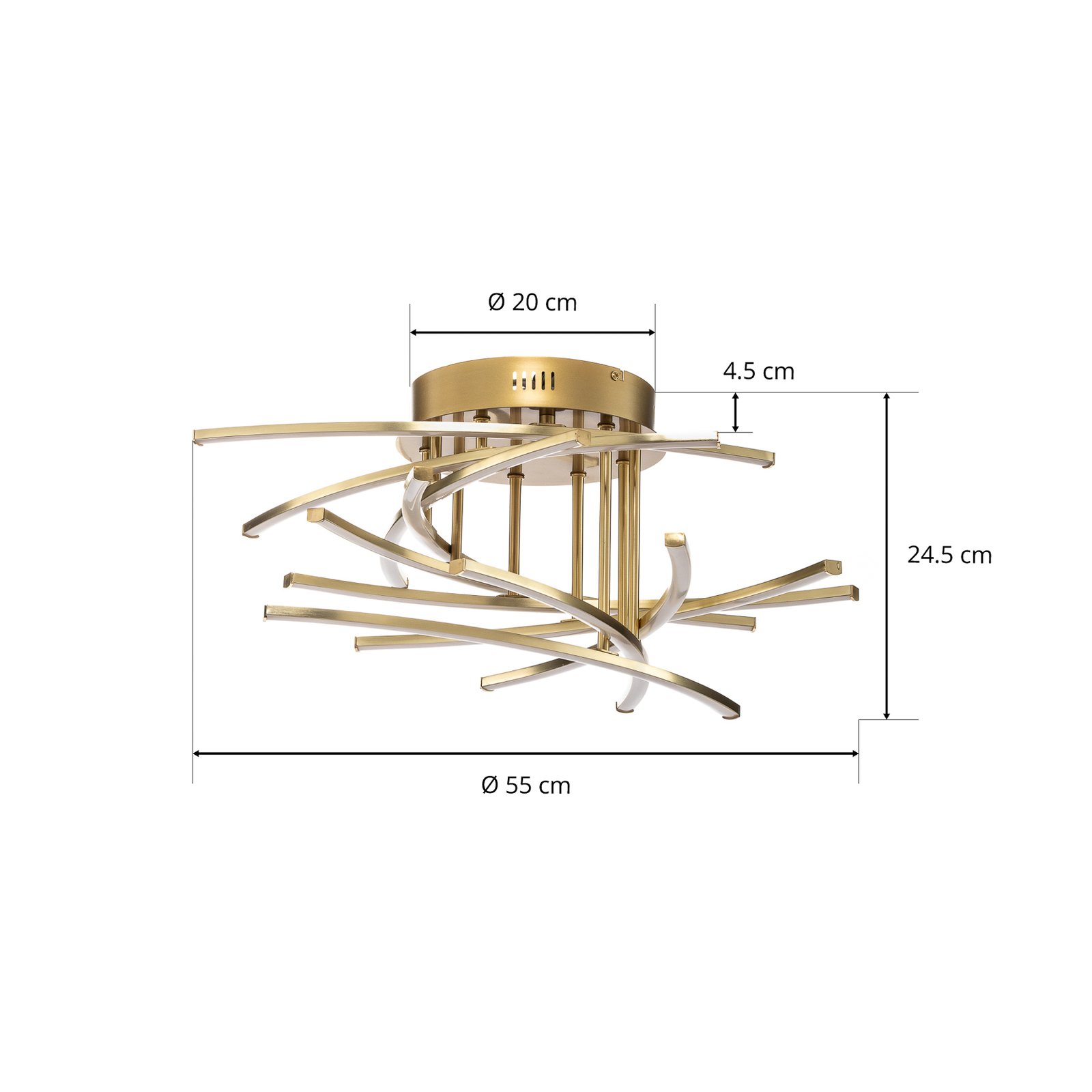 Lindby Flakira LED-loftlampe, 10 lk, antik messing