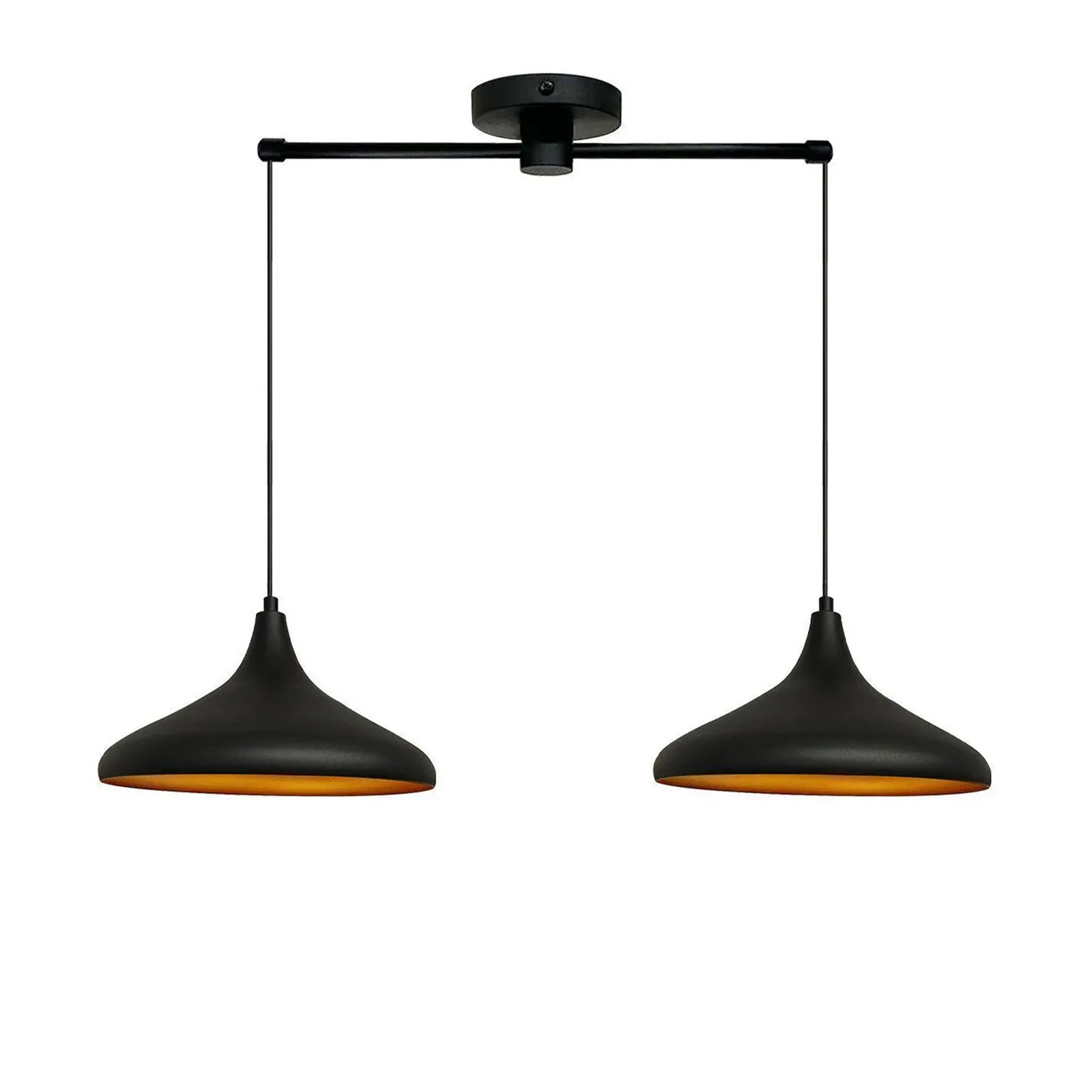 Claus pendant light, black, length 85 cm, 2-bulb, metal