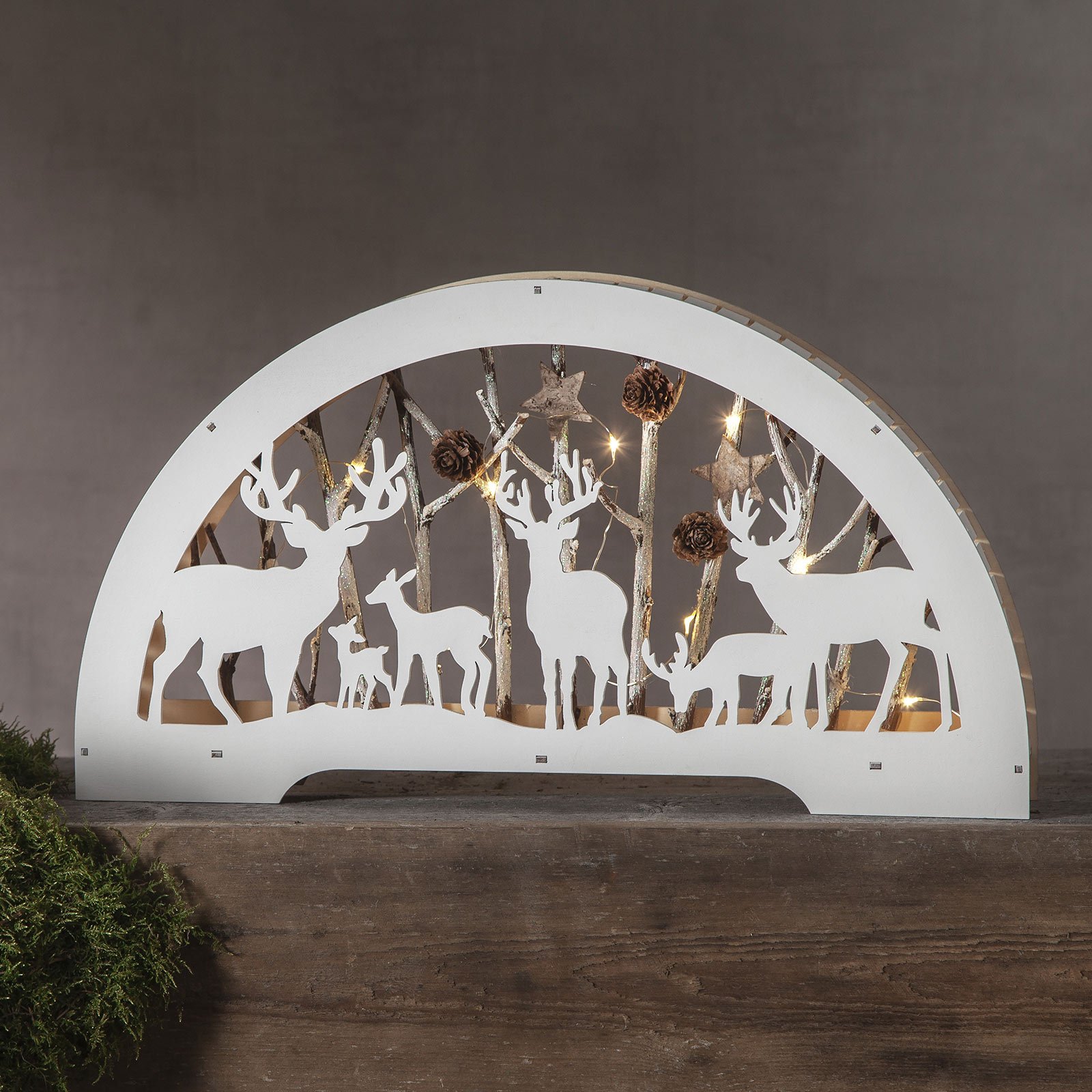 LED candle arch Fauna white