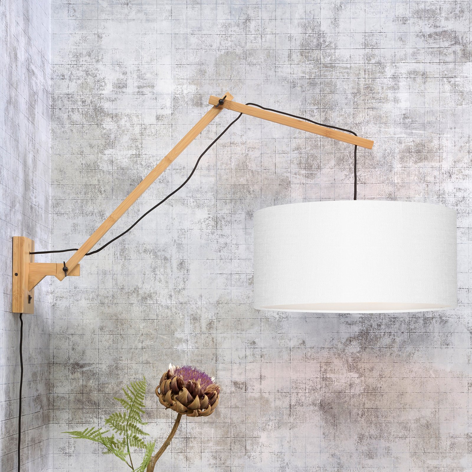GOOD & MOJO Andes wall lamp adjustable white/nature