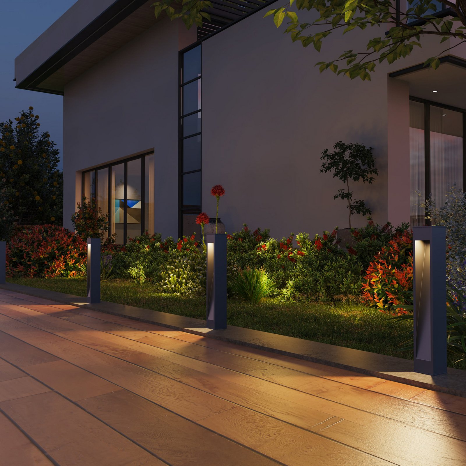 Calex Ivrea solar LED path light, black, aluminium, IP67