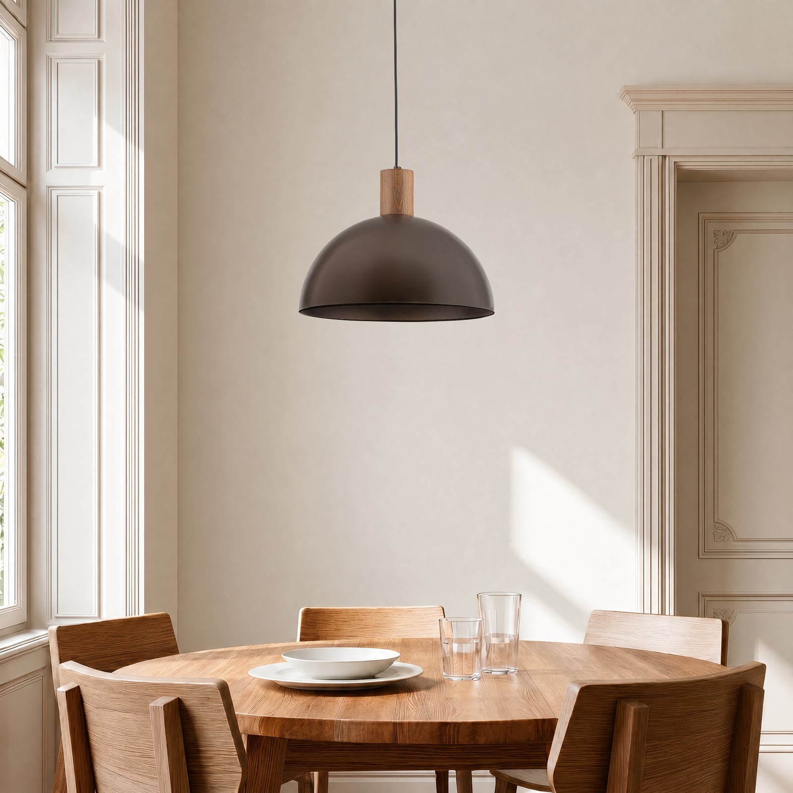 Suspension Oslo, marron, métal, Ø 34 cm, E27