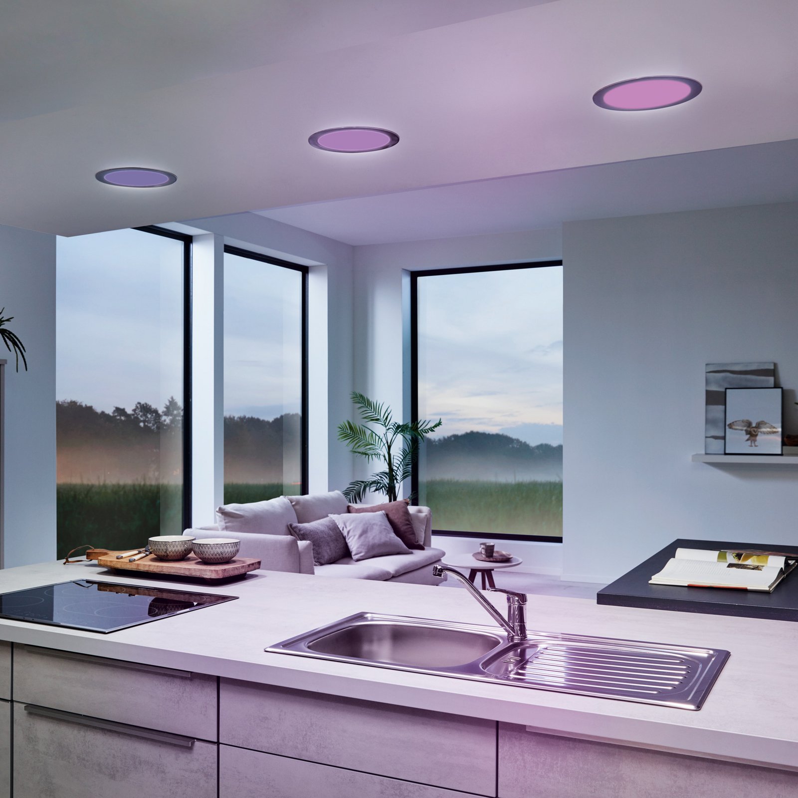 EGLO connect LED innfellingslampe Fueva-C, Ø 22,5 cm, nikkel