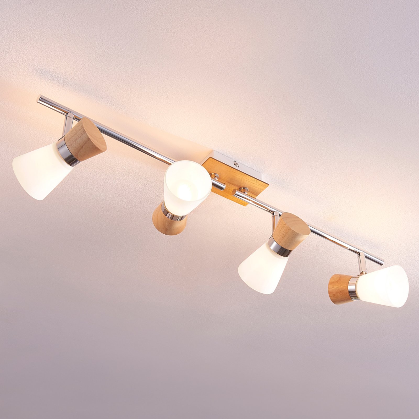 4-bulb wooden ceiling spotlight Vivica
