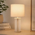 Tischleuchte Swizzle, beige, Glas, Textil, Höhe 42 cm, E27