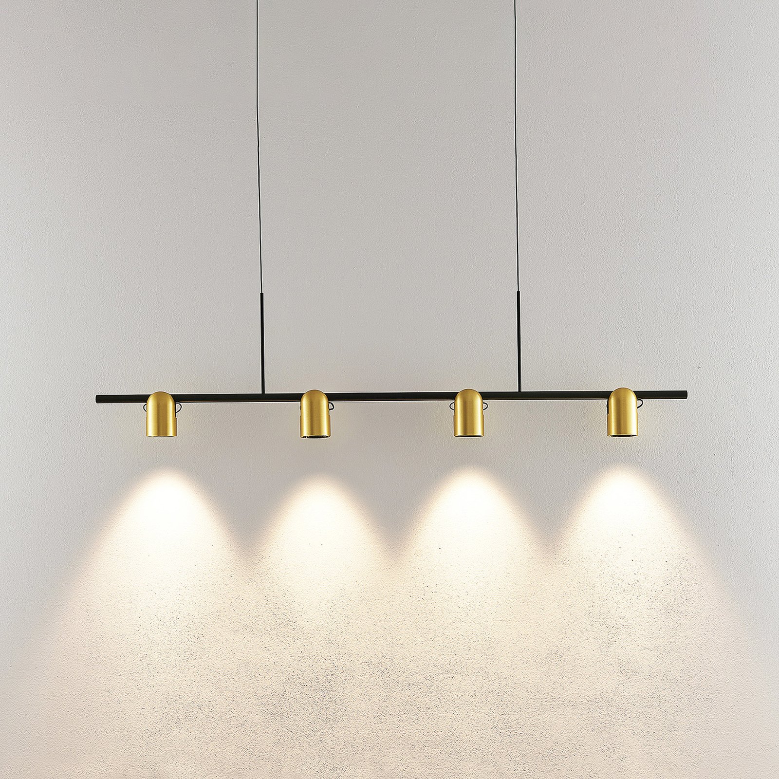 Molto Luce hanging light Nuun PD, black/gold, aluminium, 4-bulb.