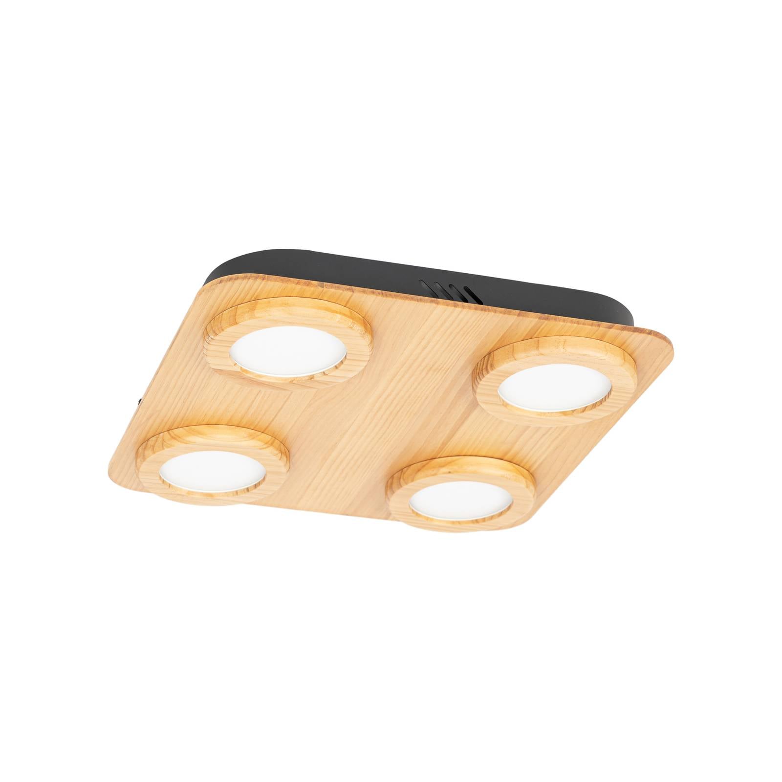 Lindby LED-Spot Joren, Holz, 38 x 38 cm, 4-flammig, 3.000 K