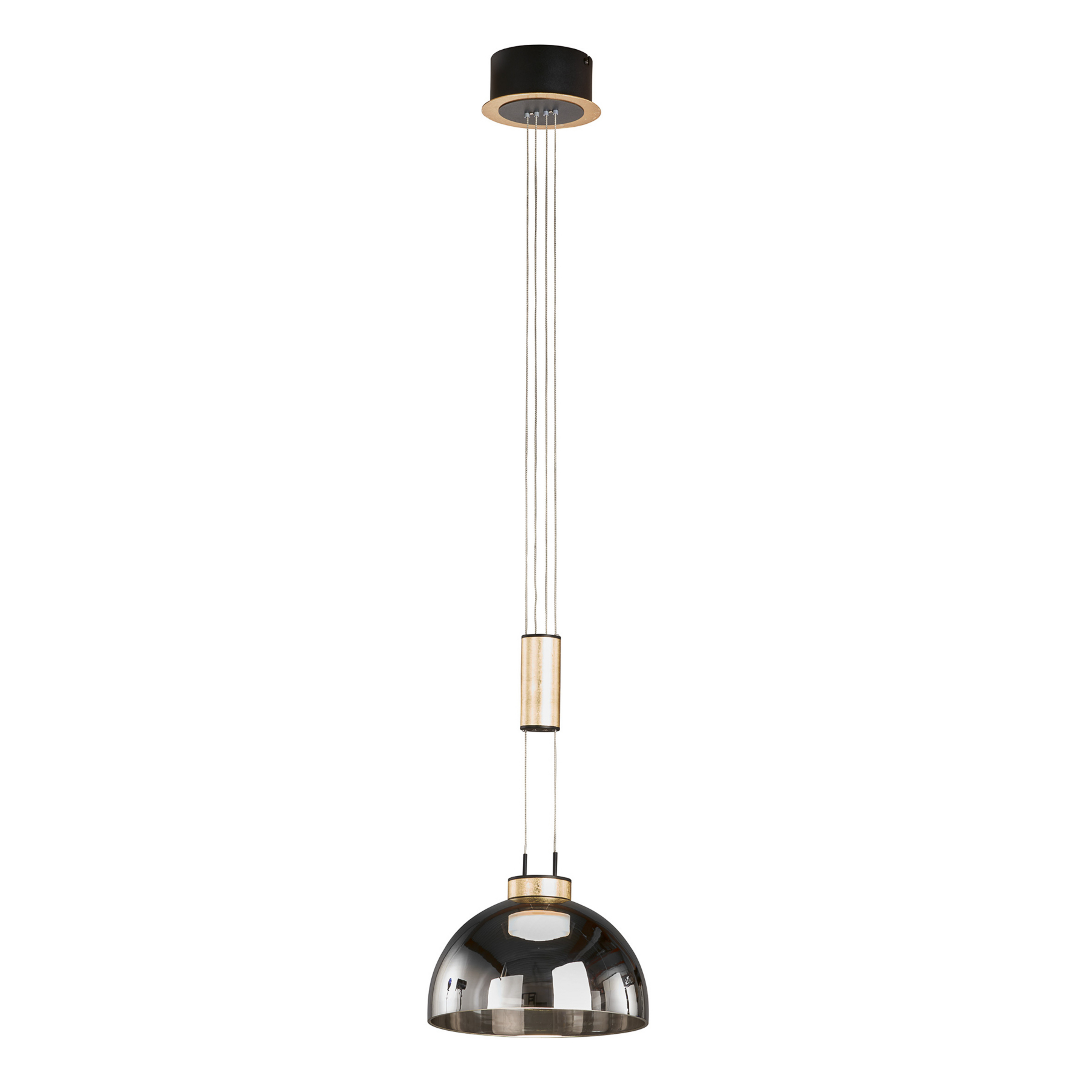 Suspension Avignon à 1 lampe verre fumé/noir/doré