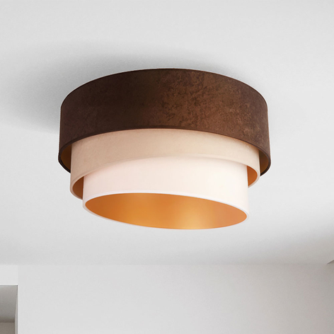 Devon taklampe, brun/beige/ecru/gull Ø45cm