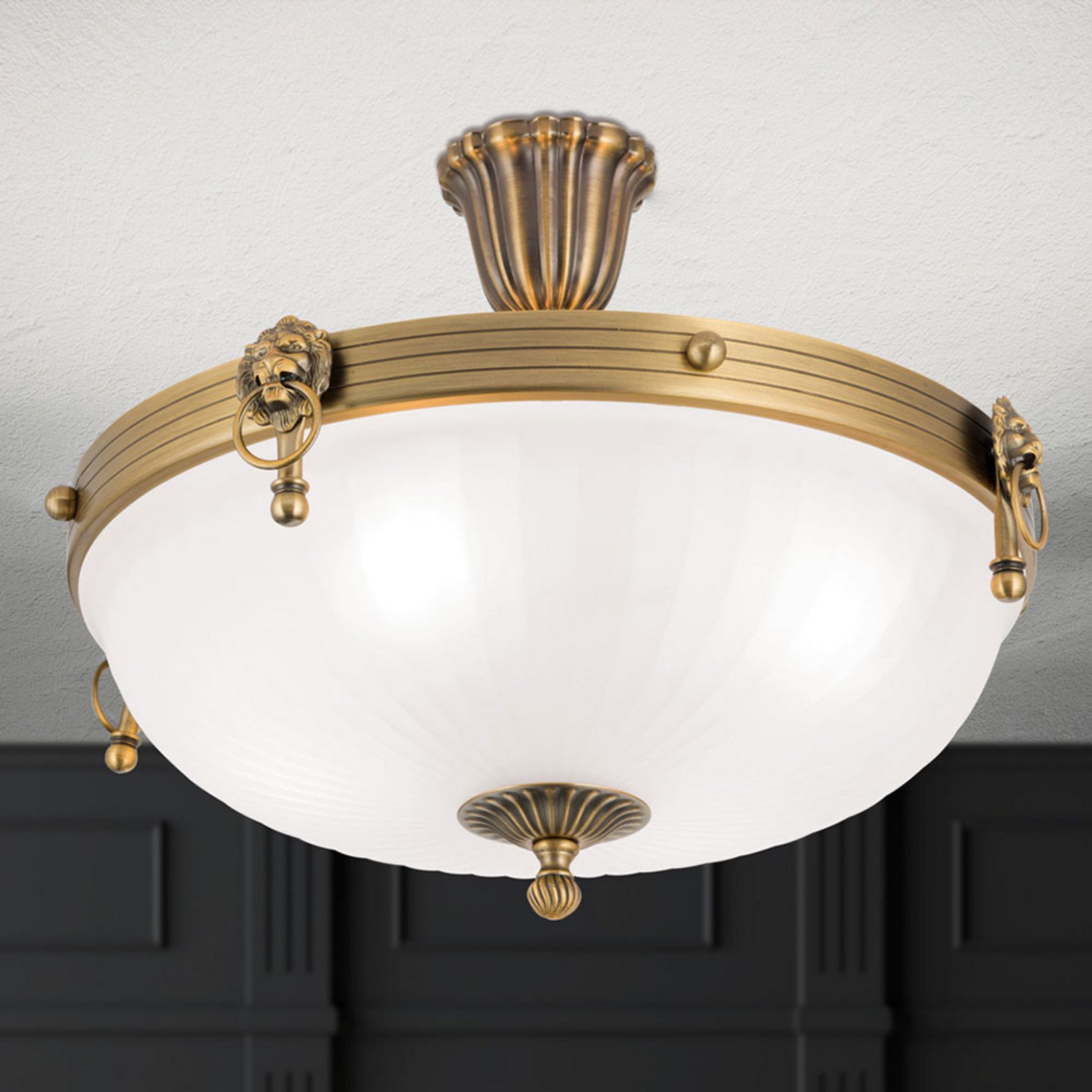 ORION Plafonieră Rocca cu spațiere diametru 43 cm - Camera de zi / sufragerie - Antichitate - bronz alb opal - Metal