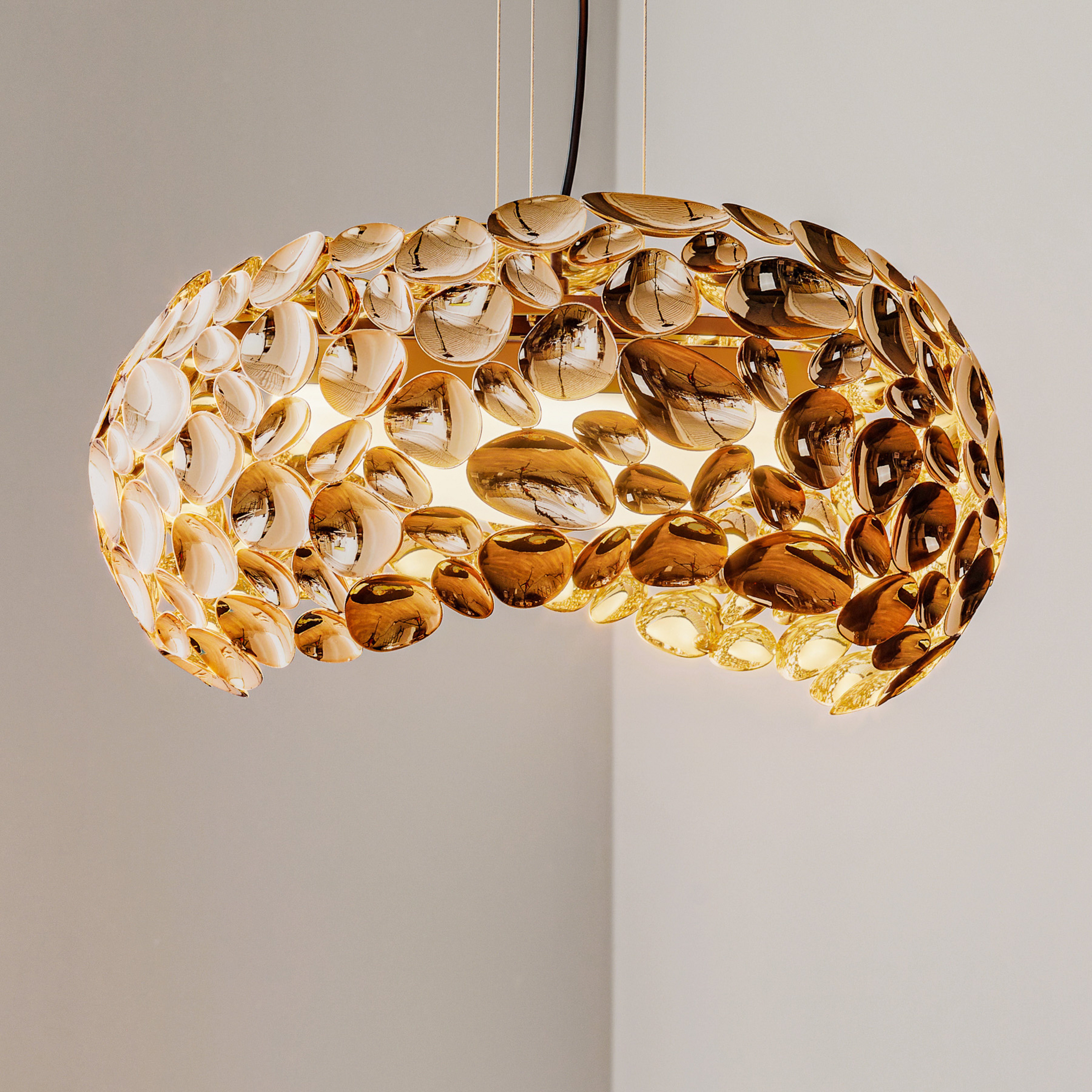 LED-Hängeleuchte Narisa Ø 46 cm roségold/braun