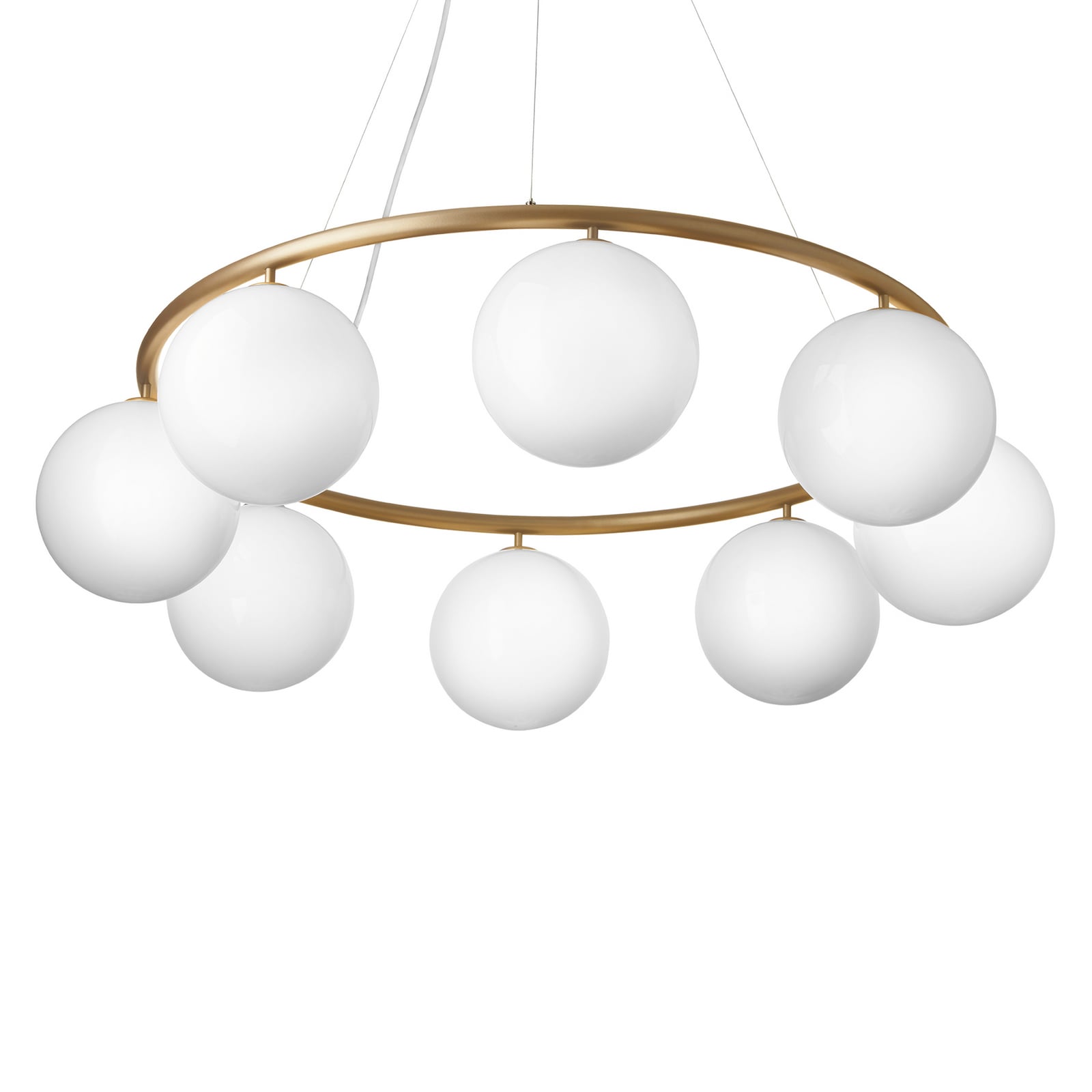 Miira 8 Circular kroonluchter, messing/opaal, Ø 100 cm - Nuura