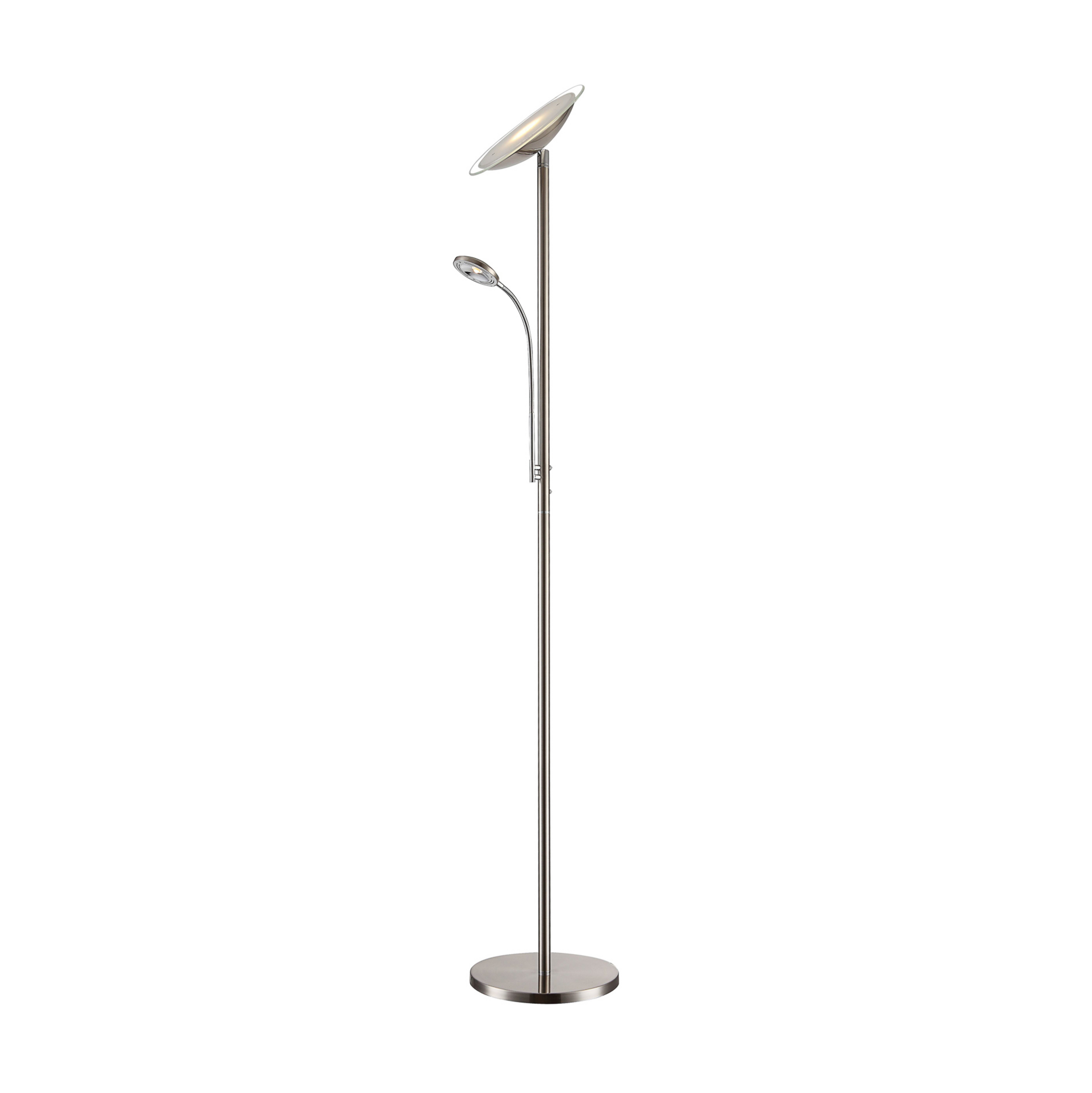 Malea LED vloerlamp met arm, mat nikkel - Lindby
