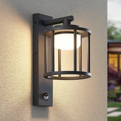 Lucande aplique de exterior Berenike, sensor, antracita, metal