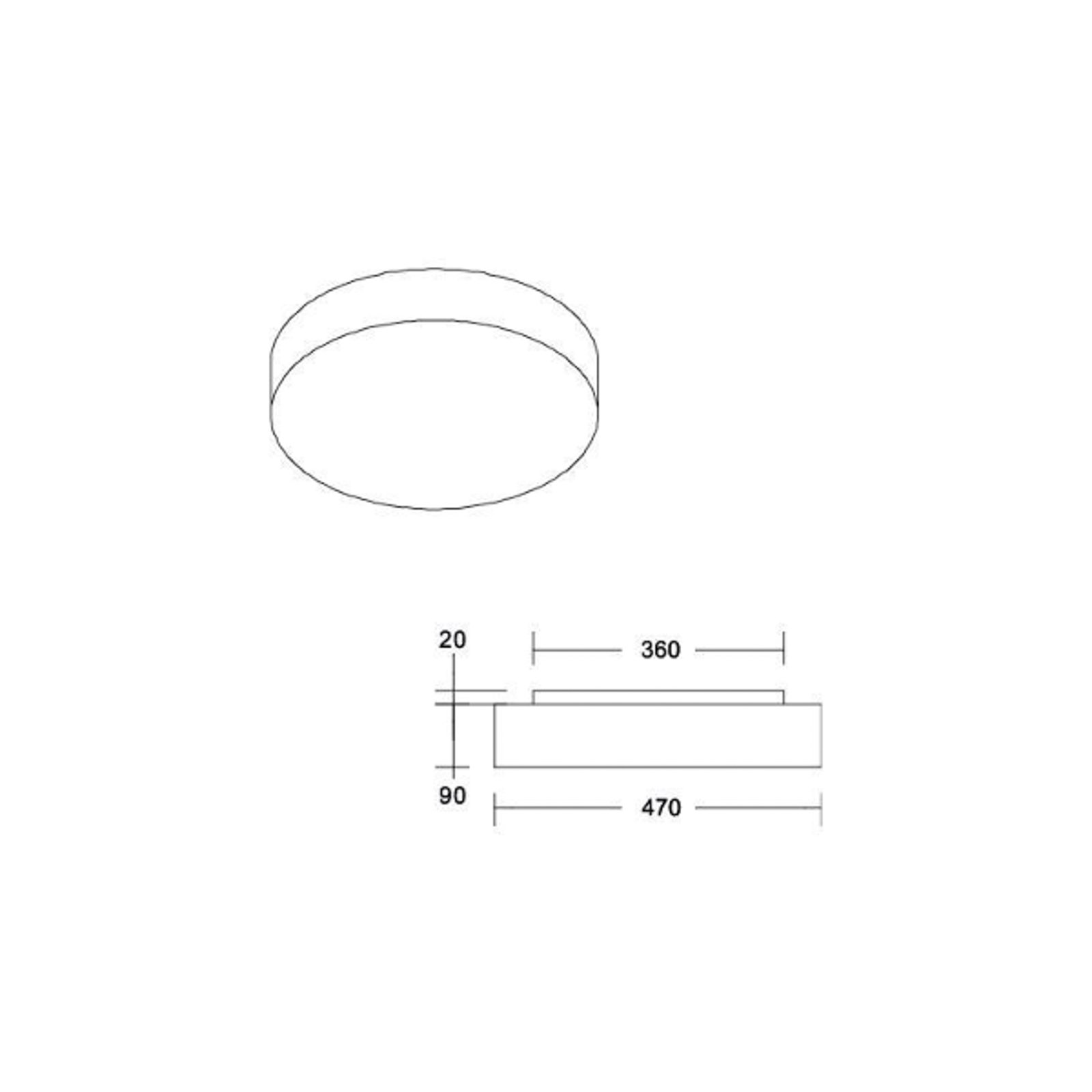 Plafonnier LED BRUMBERG Celtis Maxi, 3.000 K, gris clair