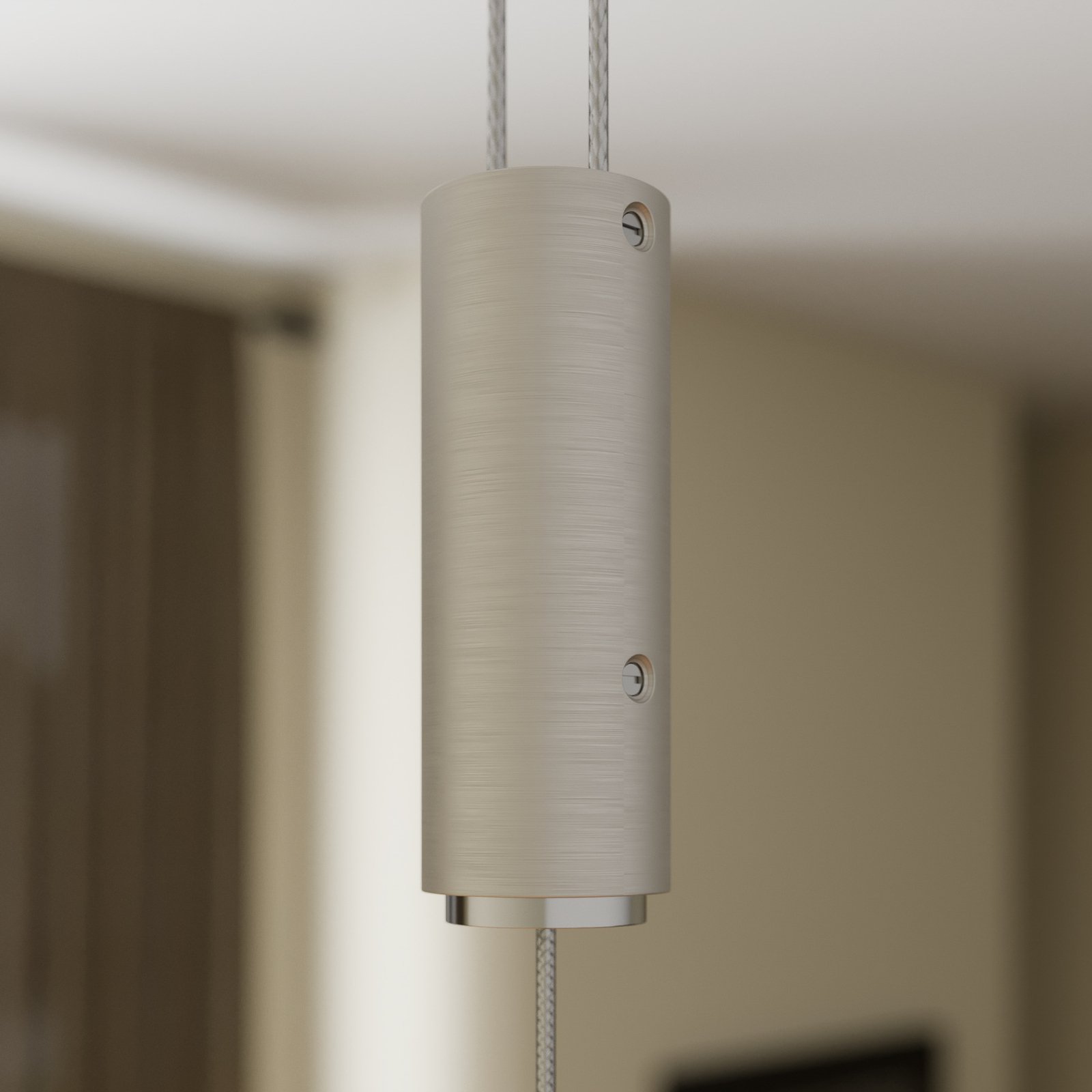 Suspension LED Nora de Quitani, chêne naturel, longueur 118 cm