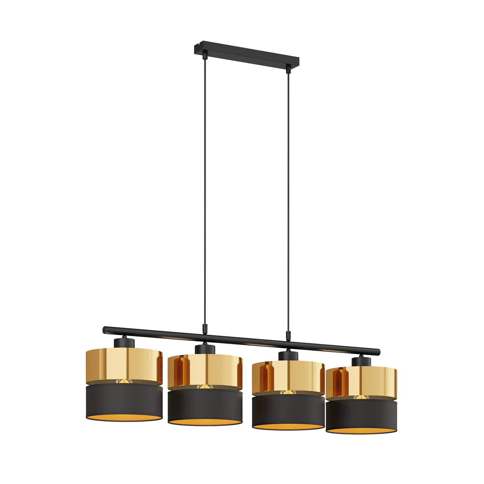 Hanglamp Hilton, zwart/goud, 4-lamps