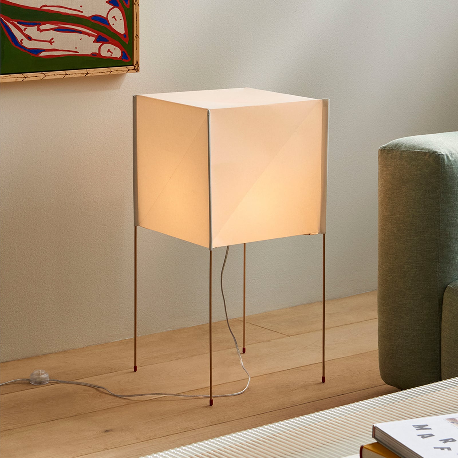 Paper Cube floor lamp, white, UK plug, 74 cm, wood - HAY Paper Cube floor lamp, white, UK plug, 74 cm, wood - HAY