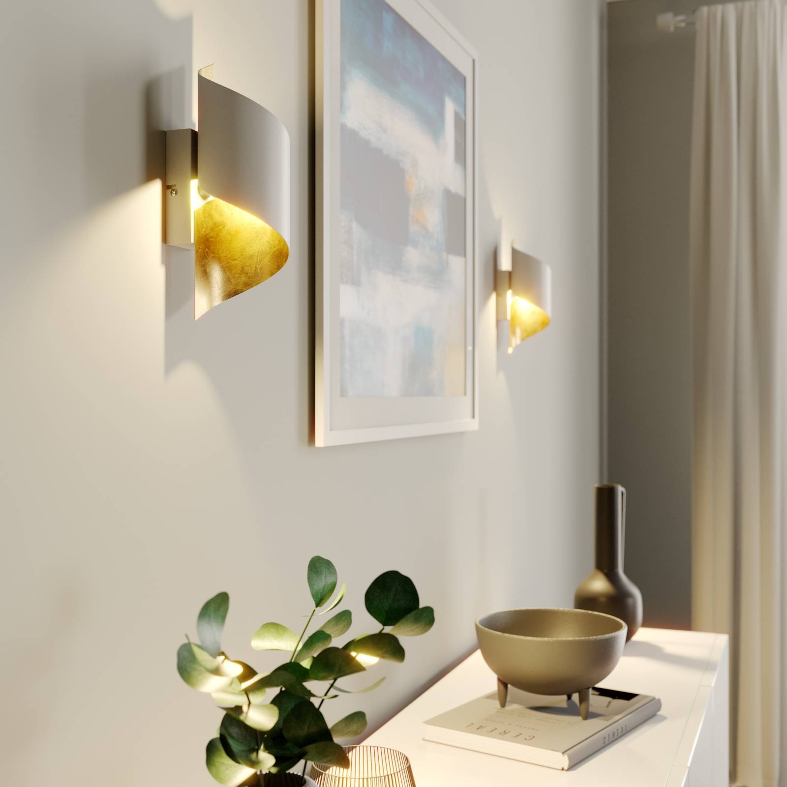 Photos - Chandelier / Lamp Lindby wall light Desirio, white, gold-coloured, G9, metal 