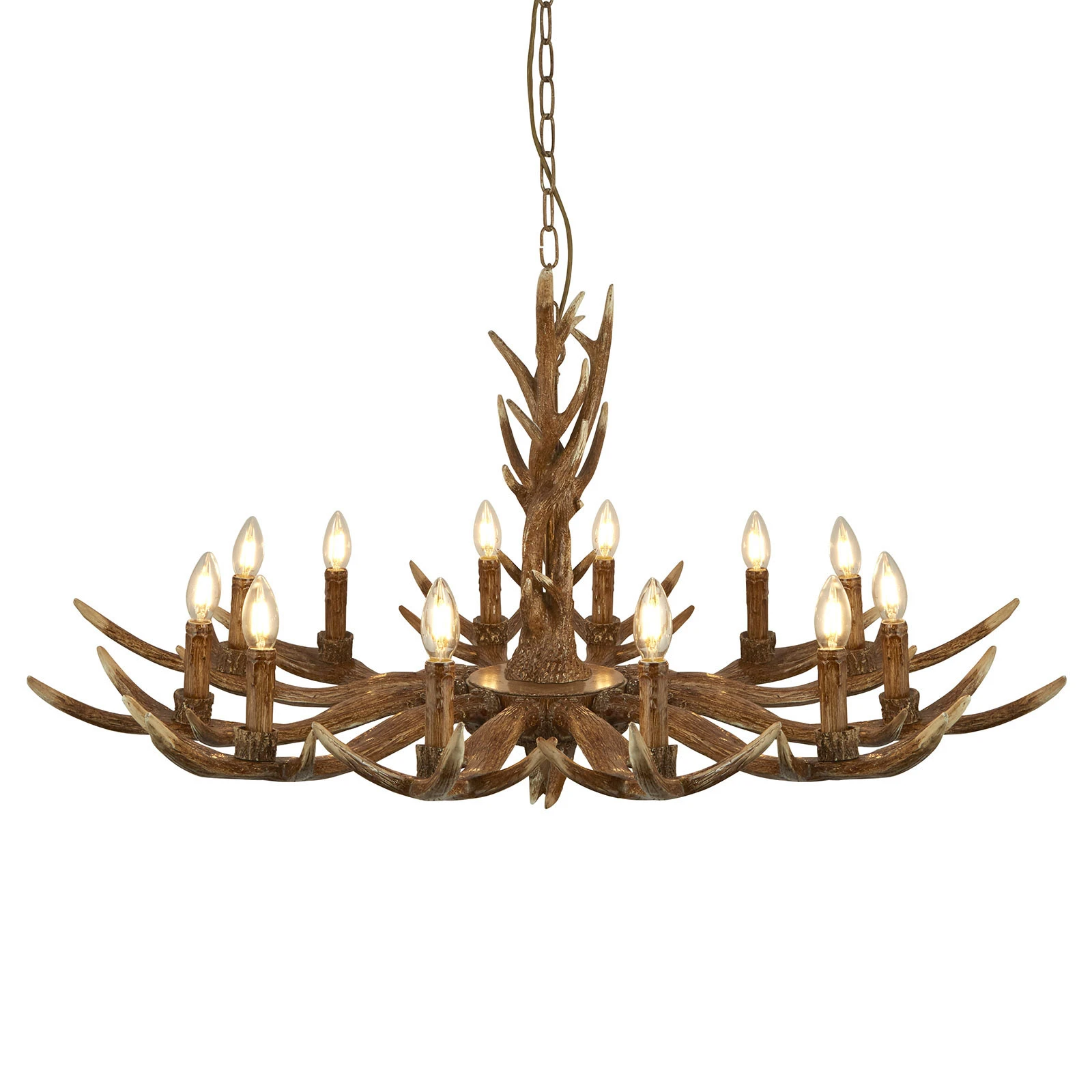 Kroonluchter Stag in geweivorm, 12-lamps