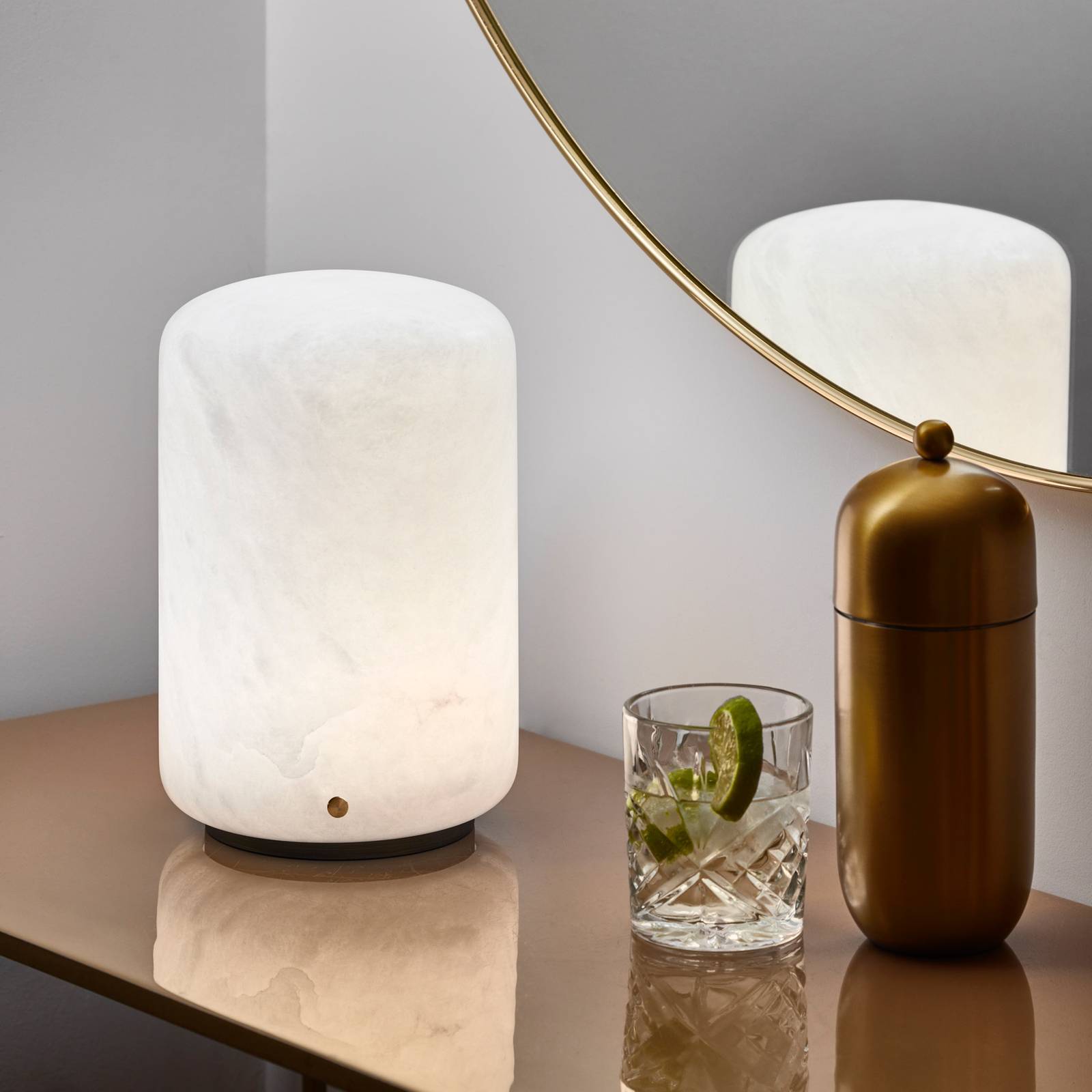 Carpyen Stolní lampa Capsule LED v alabastru Výška 19,5 cm