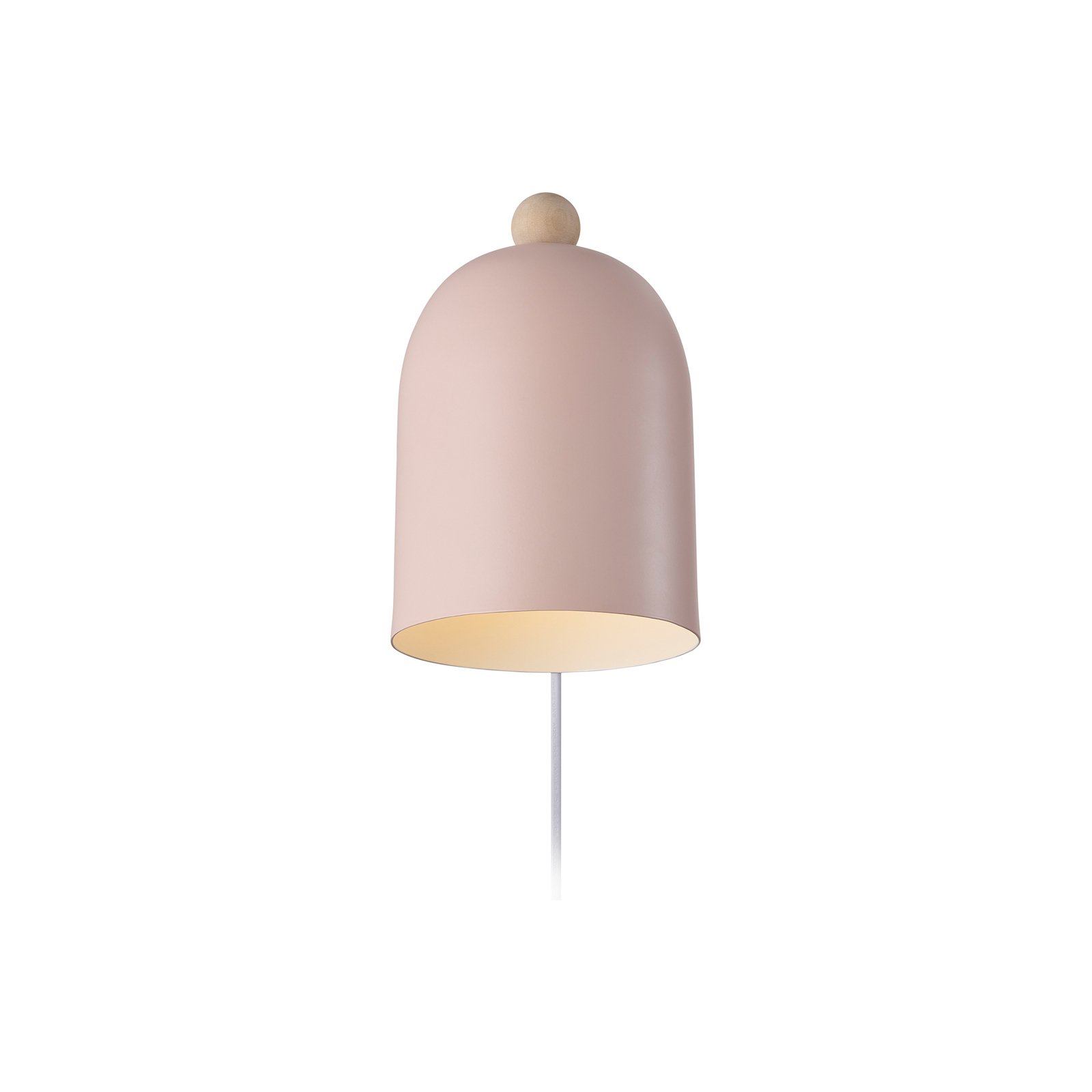 Gaston wall light with cable and plug, metal, rosé