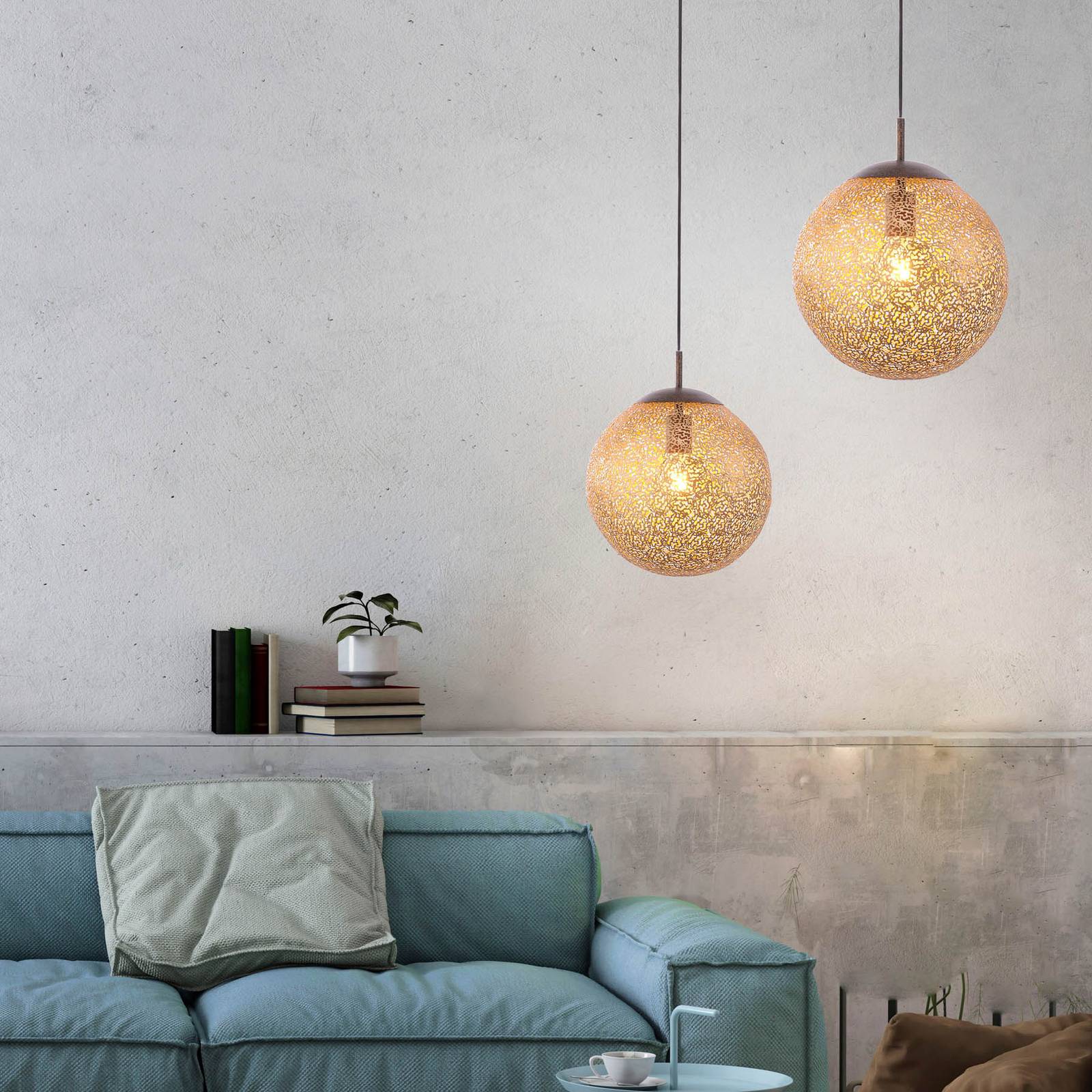 Lampa wisząca Paul Neuhaus Greta, Ø 30 cm, kolor złoty, metal