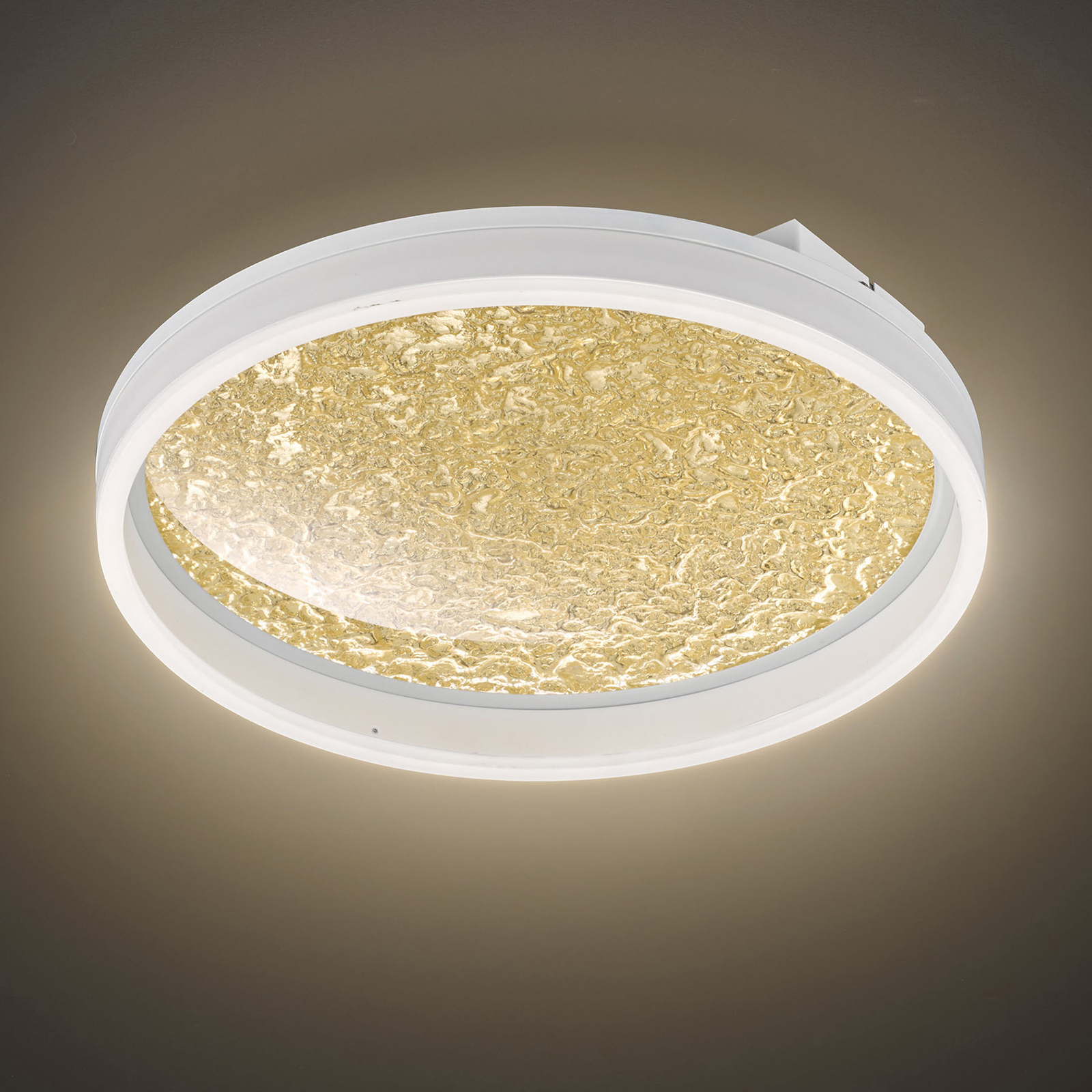 Wofi Bali LED ceiling light, dimmable, gold, 40 cm, for Living / Dining Room, plastic, glass, metal, 30 W, energy efficiency: A, H: 7 cm