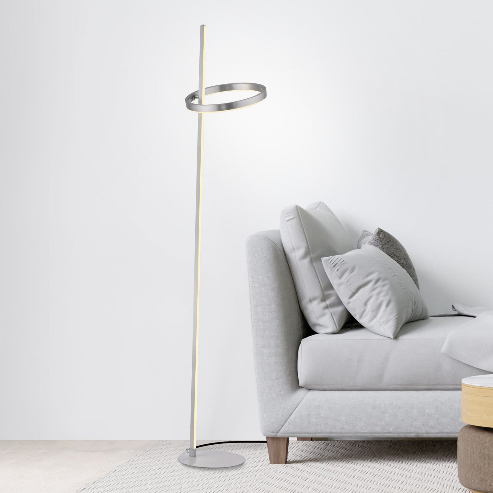 JUST LIGHT. LED vloerlamp Ritus zilver ijzer dimmer 3.000 K