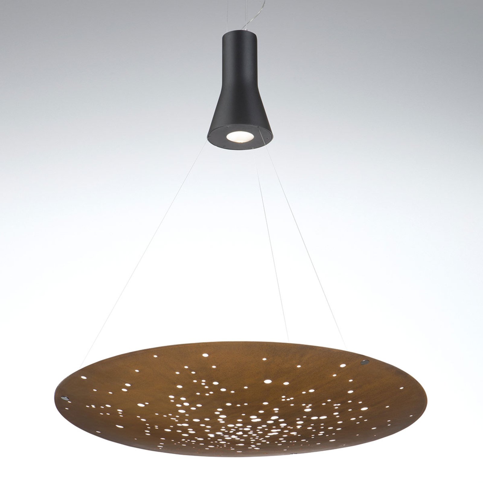 Fabbian Lens LED hanging light Ø 90 cm rust