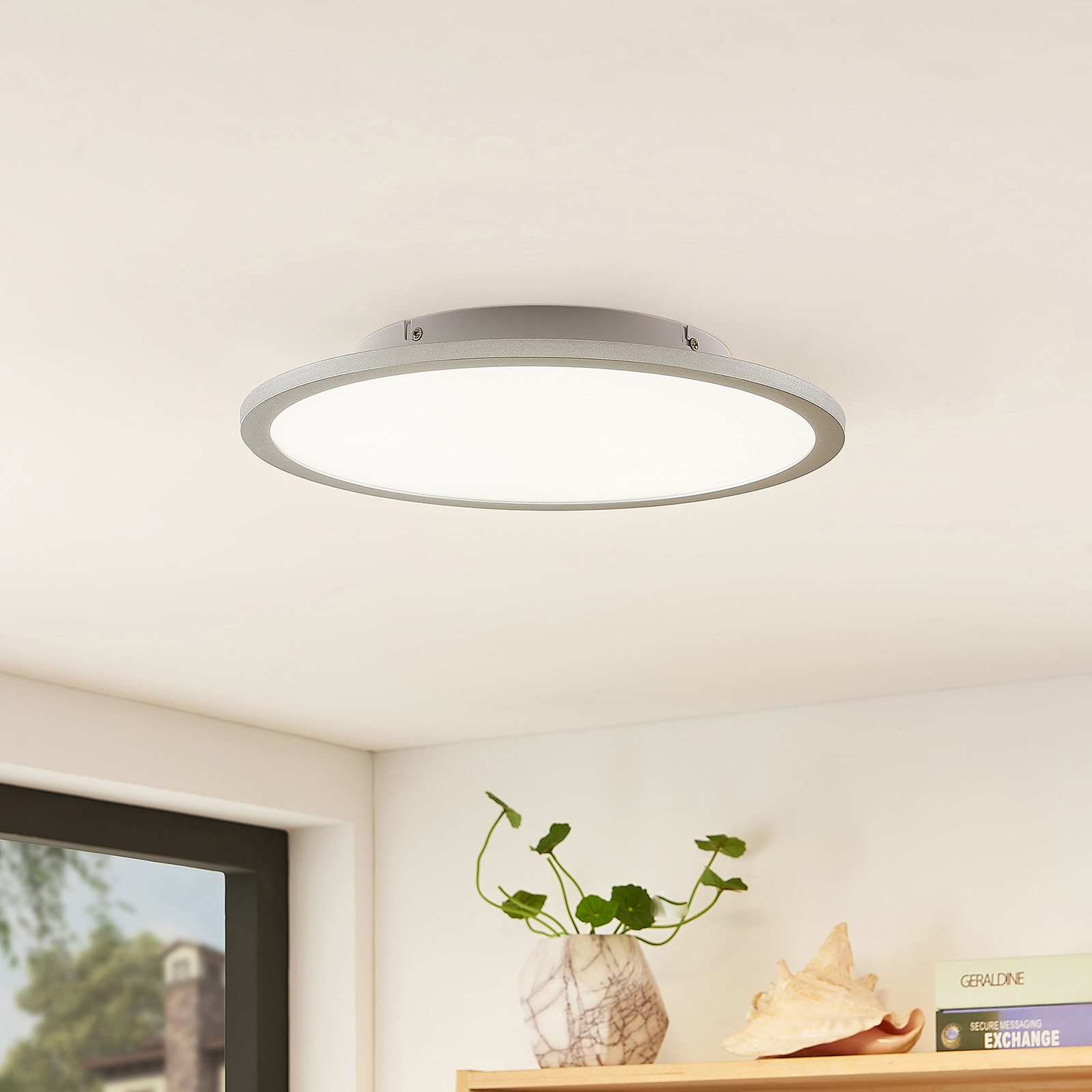 Lindby Narima LED ceiling lamp, 4,000 K, Ø 40 cm, for Kitchen, plastic, aluminium, 20 W, energy efficiency: A+, H: 5.2 cm