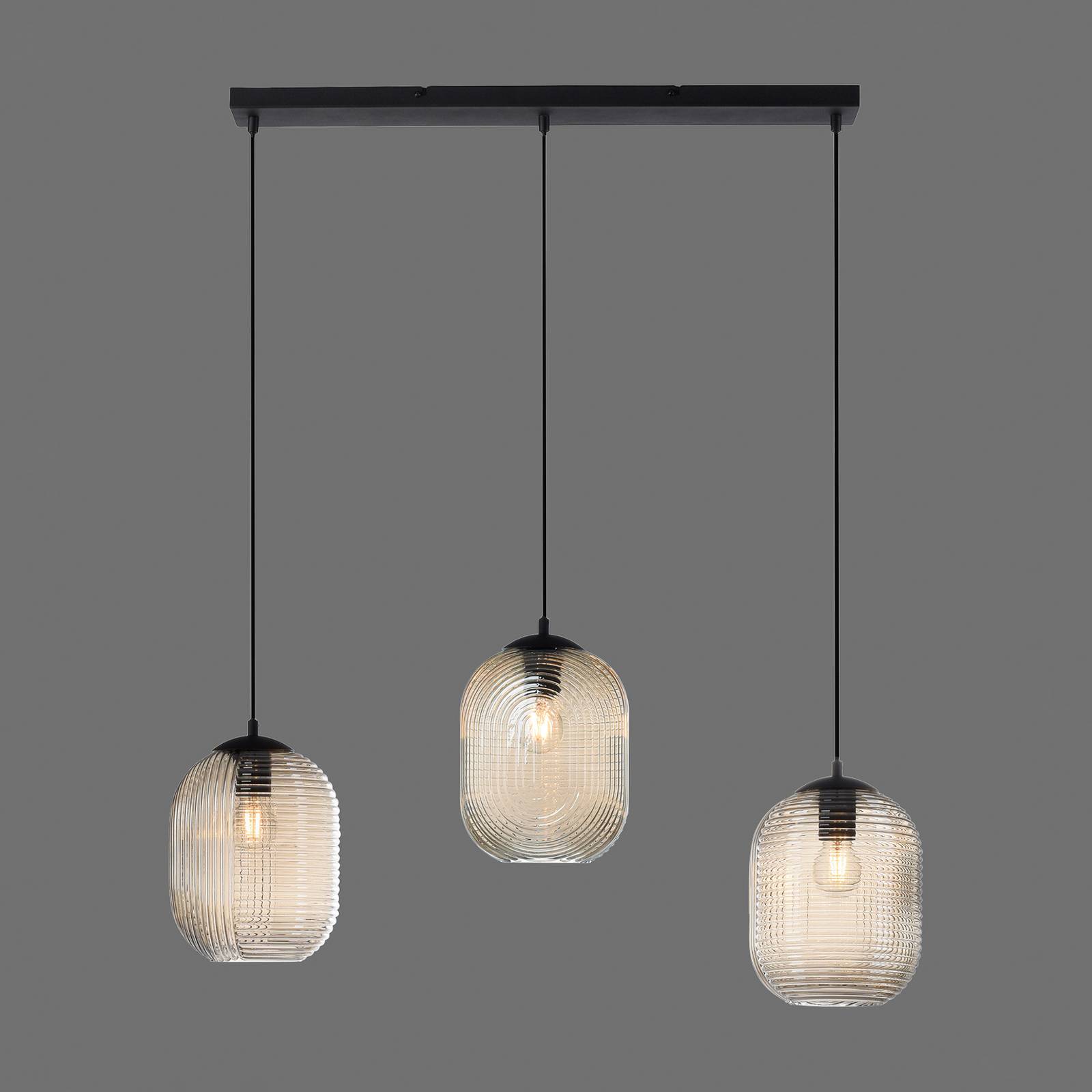 Lampa wisząca Paul Neuhaus Shitake, bursztyn, szkło, 86 cm, E27