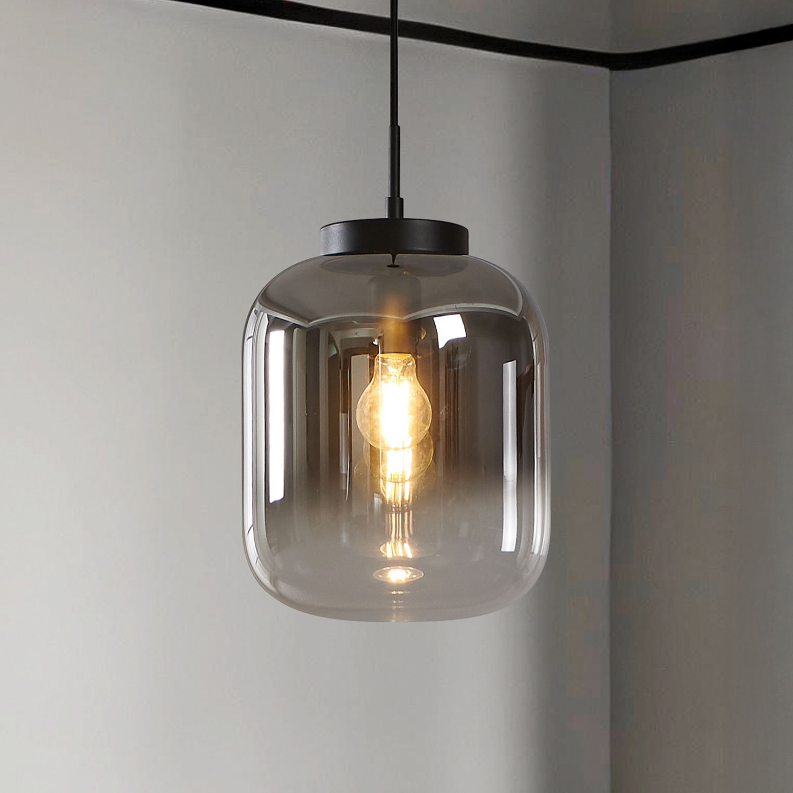 Suspension Stars of Light Bulciago, noir/transparent, Ø 25 cm