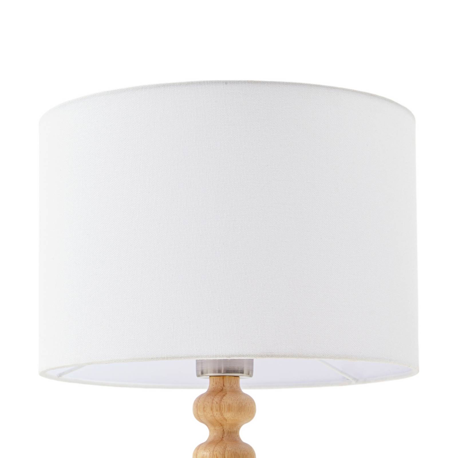 Lampa stołowa Lucande Karlie, wysokość 45 cm, biała, drewno, E27