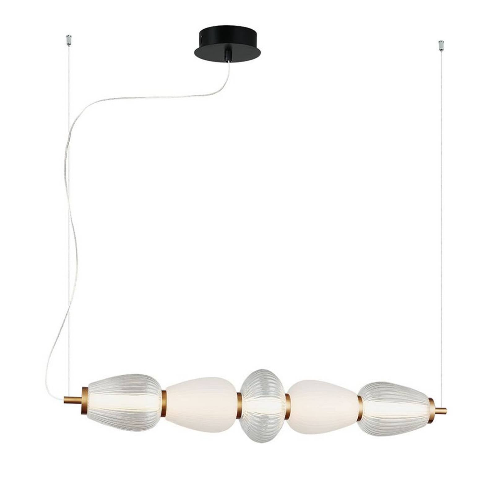 LED-Pendellampe Shiny, Länge 83 cm, klar/weiß, Glas
