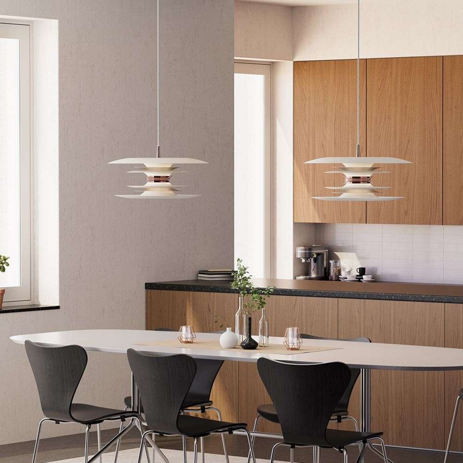 Diablo Pendel Ø50 Matt White/Rosé Silver Belid - Stue - Metal