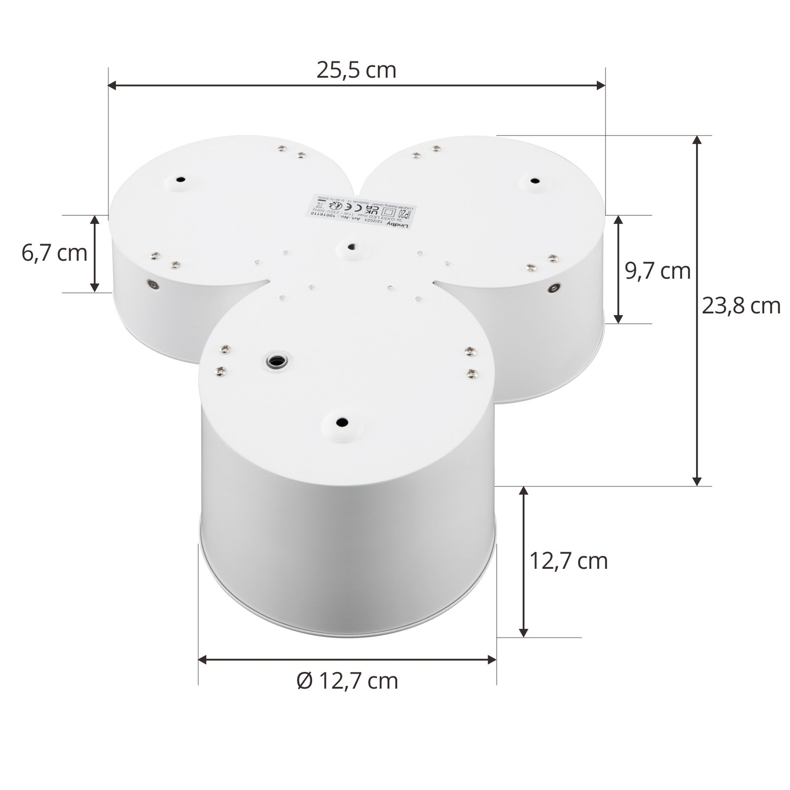 Lindby Faretto Jyla, a 3 luci, bianco opaco, GX53